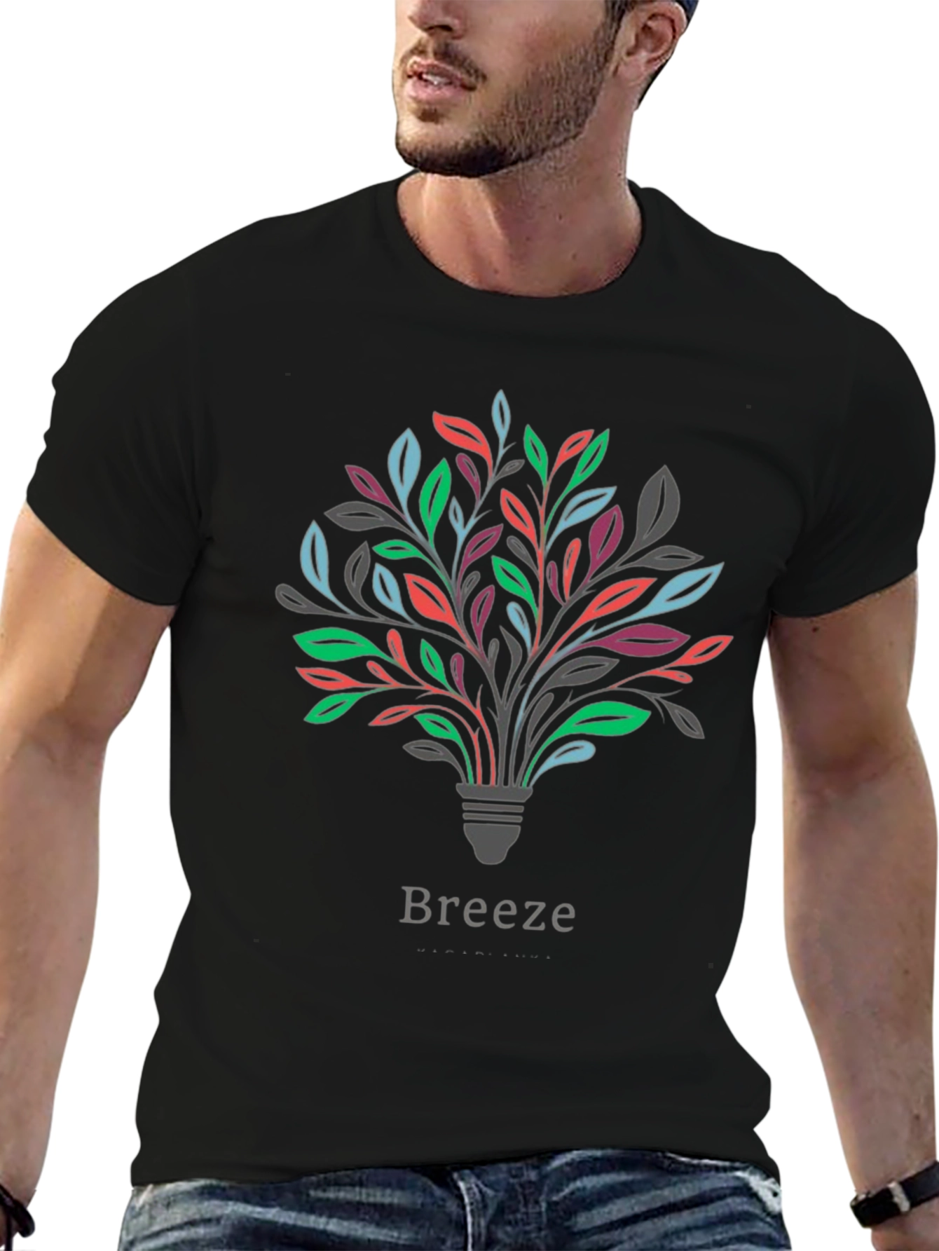 Black Men's "Breeze" Graphic Tee - Stylish Comfort view 6