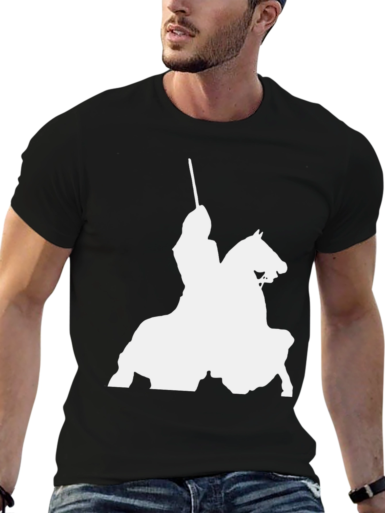 Black Knight On Horse T-Shirt - Bold Graphic Tee view 6