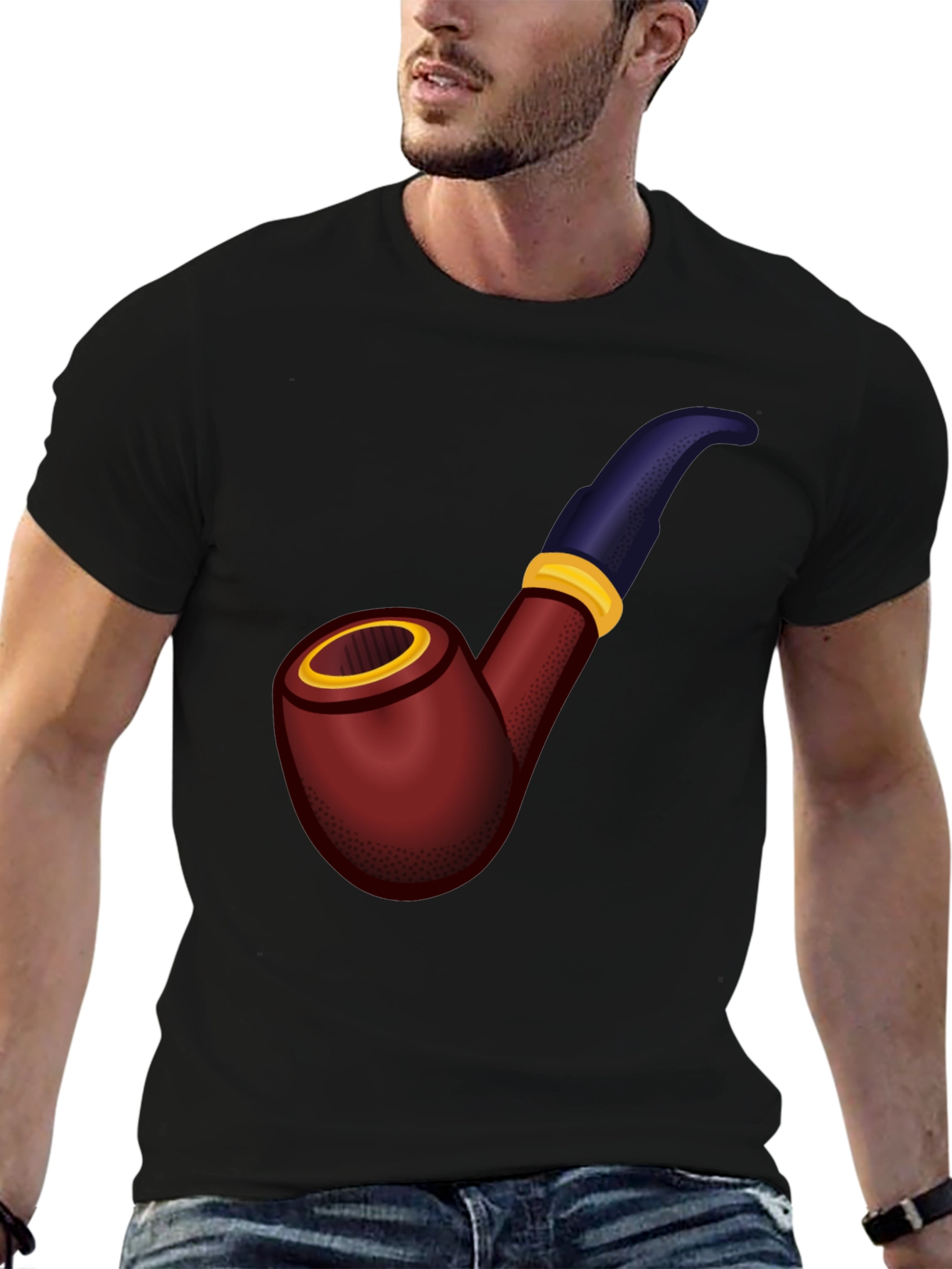 Black Smoking Pipe Graphic Tee - Classic Style view 6