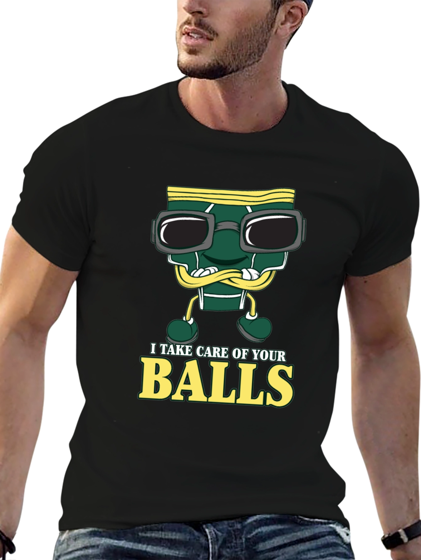 Black Humorous Underwear Balls T-Shirt view 6