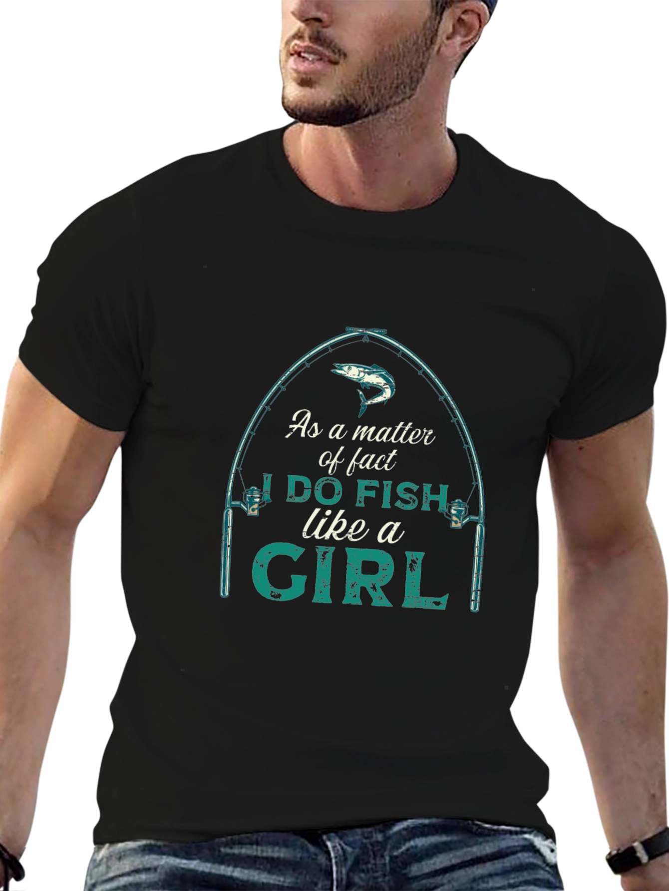 Black I Do Fish Like A Girl Graphic T-Shirt view 6