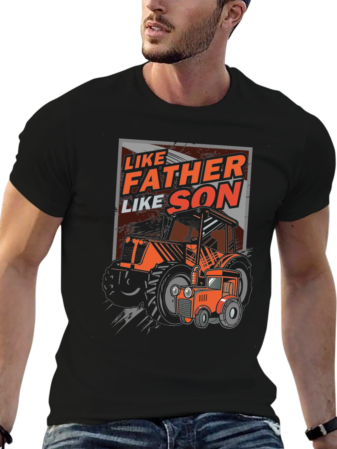 Black Like Father Like Son Tractor Graphic T-Shirt view 6