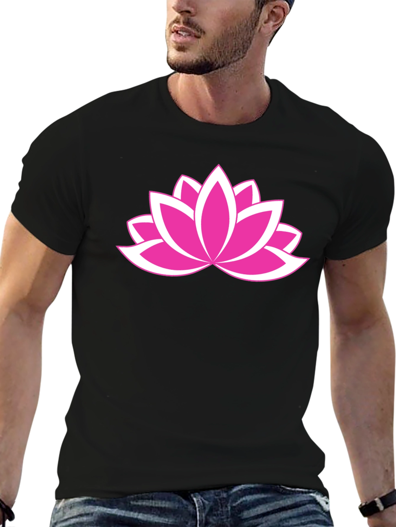 Black Lotus Flower Graphic Tee - Black Cotton Comfort view 6