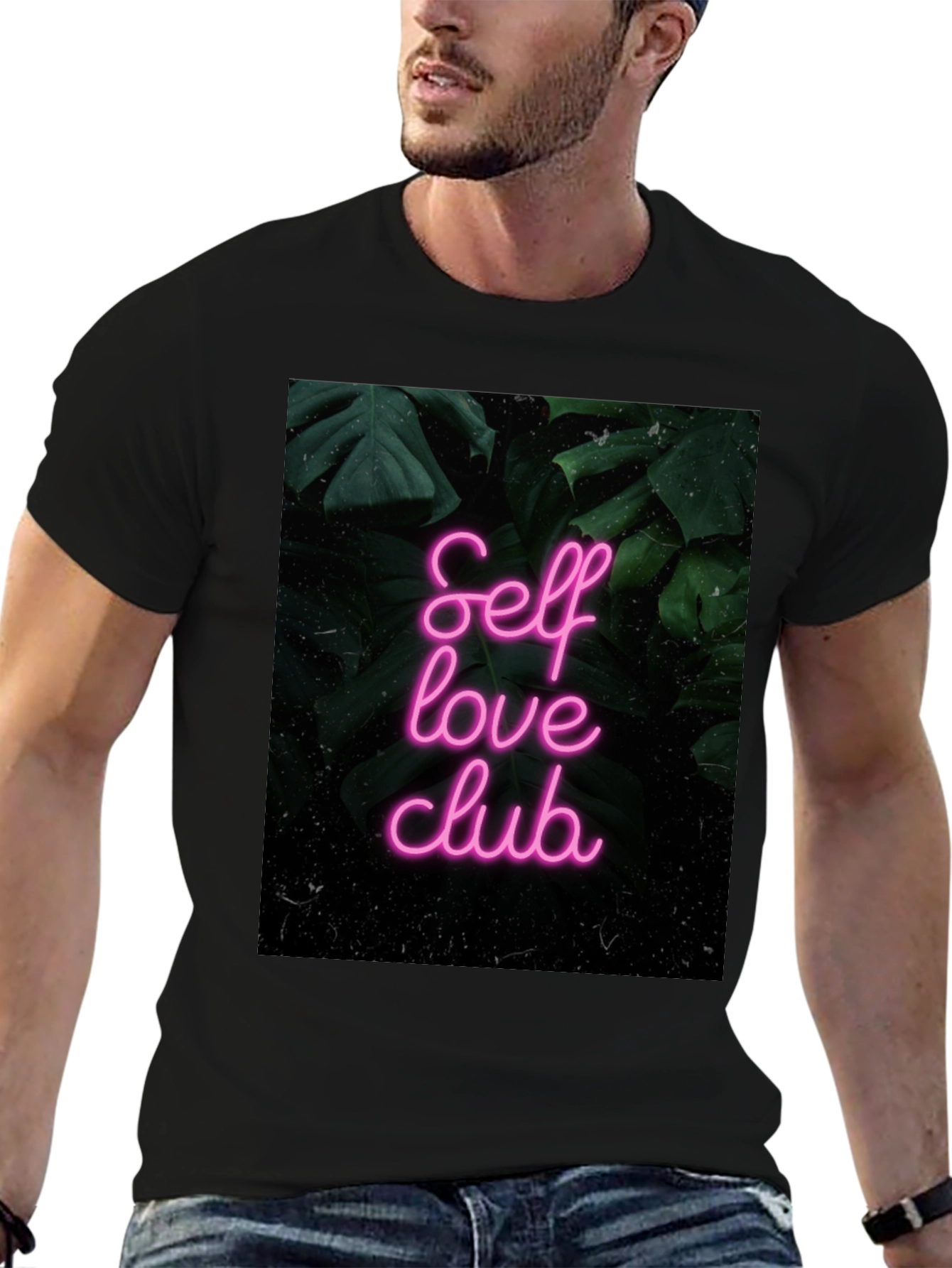 Black Self Love Club Graphic Tee - Black Cotton T-Shirt view 6