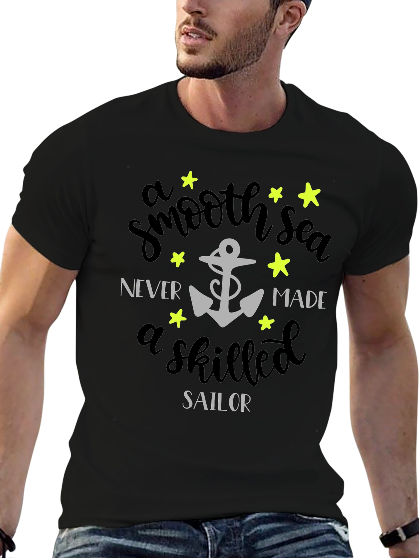 Black Smooth Sea Skilled Sailor Graphic Tee - Black view 6
