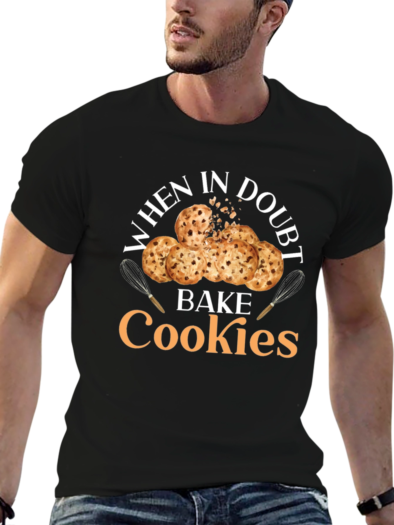 Black When in Doubt Bake Cookies T-Shirt view 6
