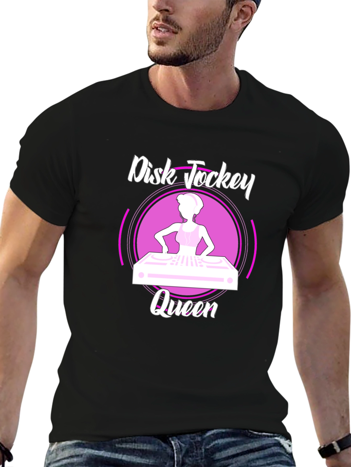 Black Disk Jockey Queen Black T-Shirt view 6