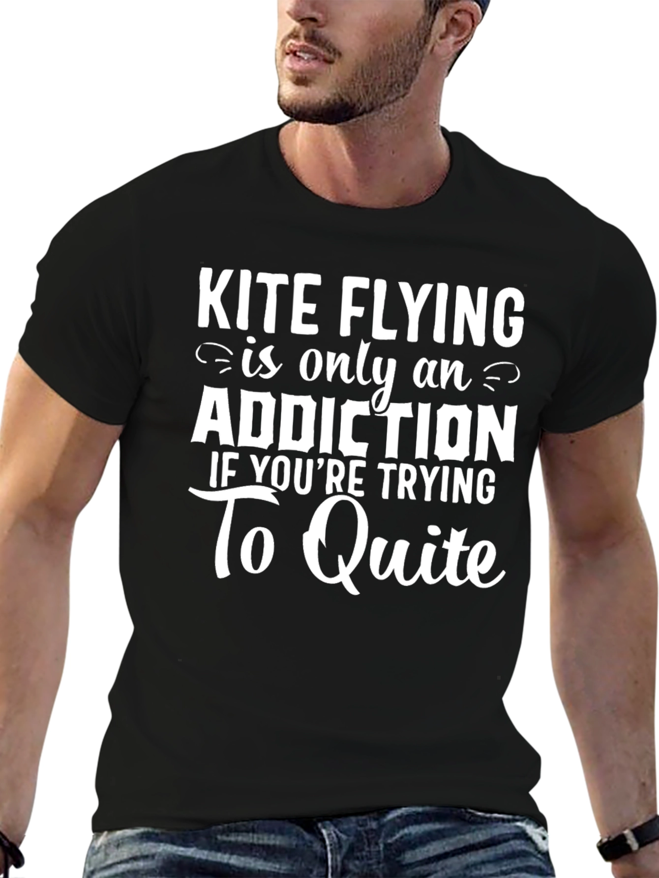 Black Kite Flying Addiction Funny Graphic Tee view 6