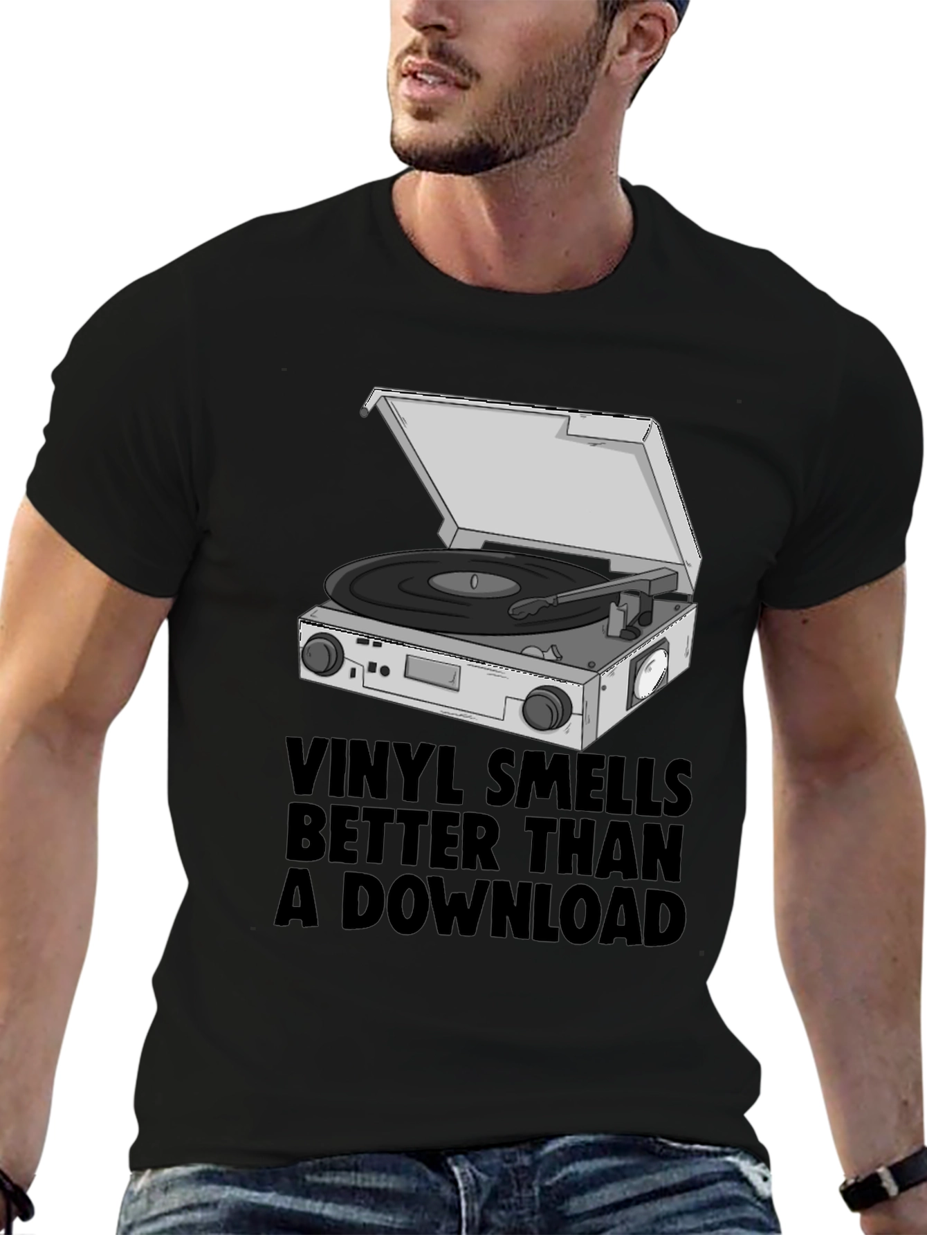 Black Vinyl Smells Better T-Shirt view 6