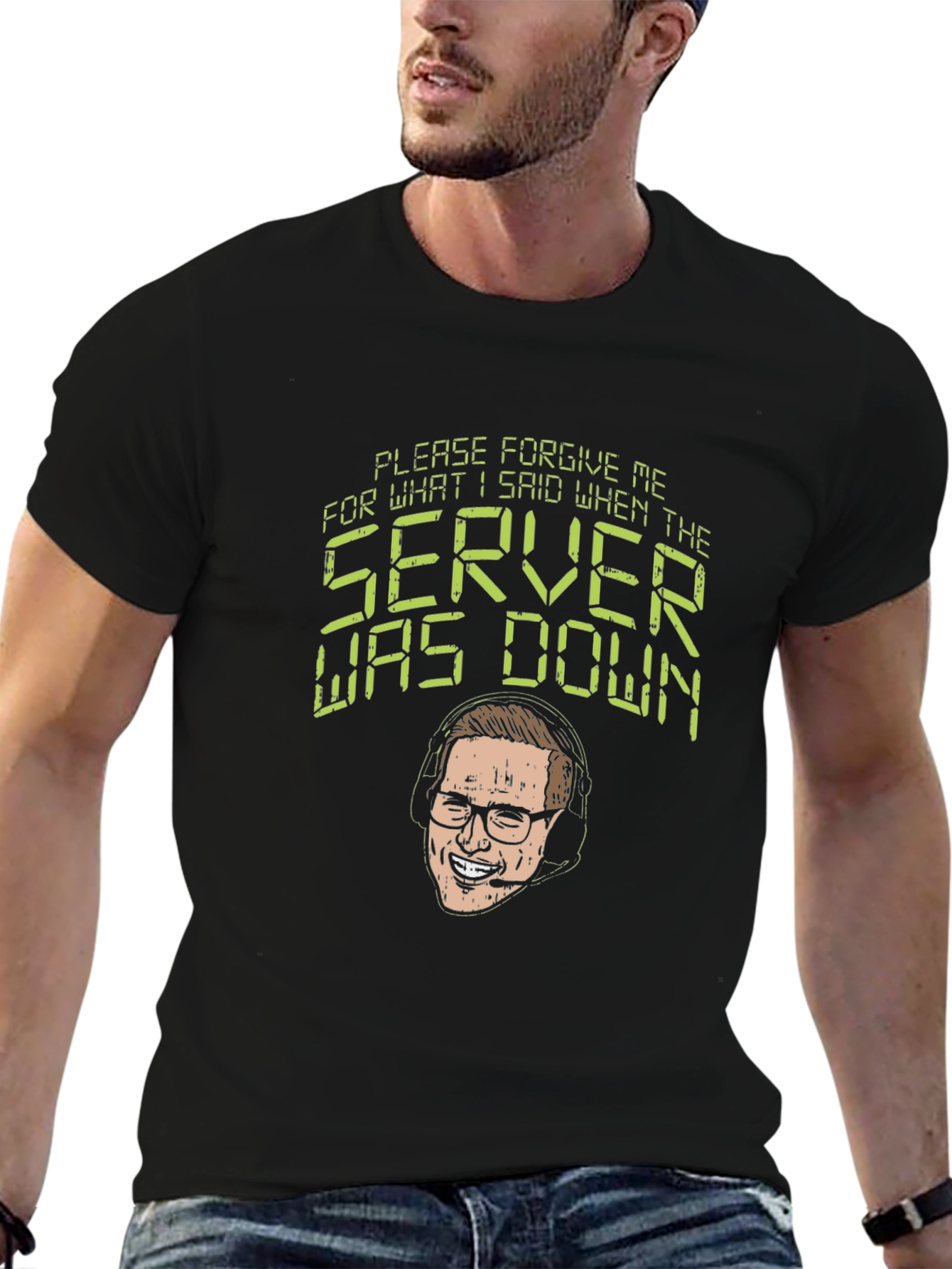 Black Forgive Me Server Was Down T-Shirt view 6