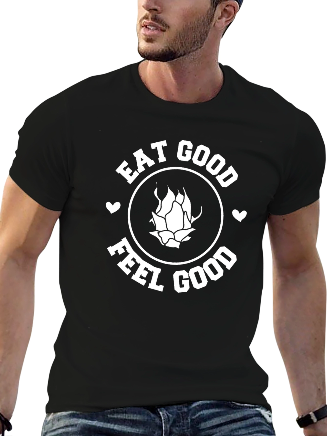 Black Eat Good Feel Good Black Graphic T-Shirt view 6