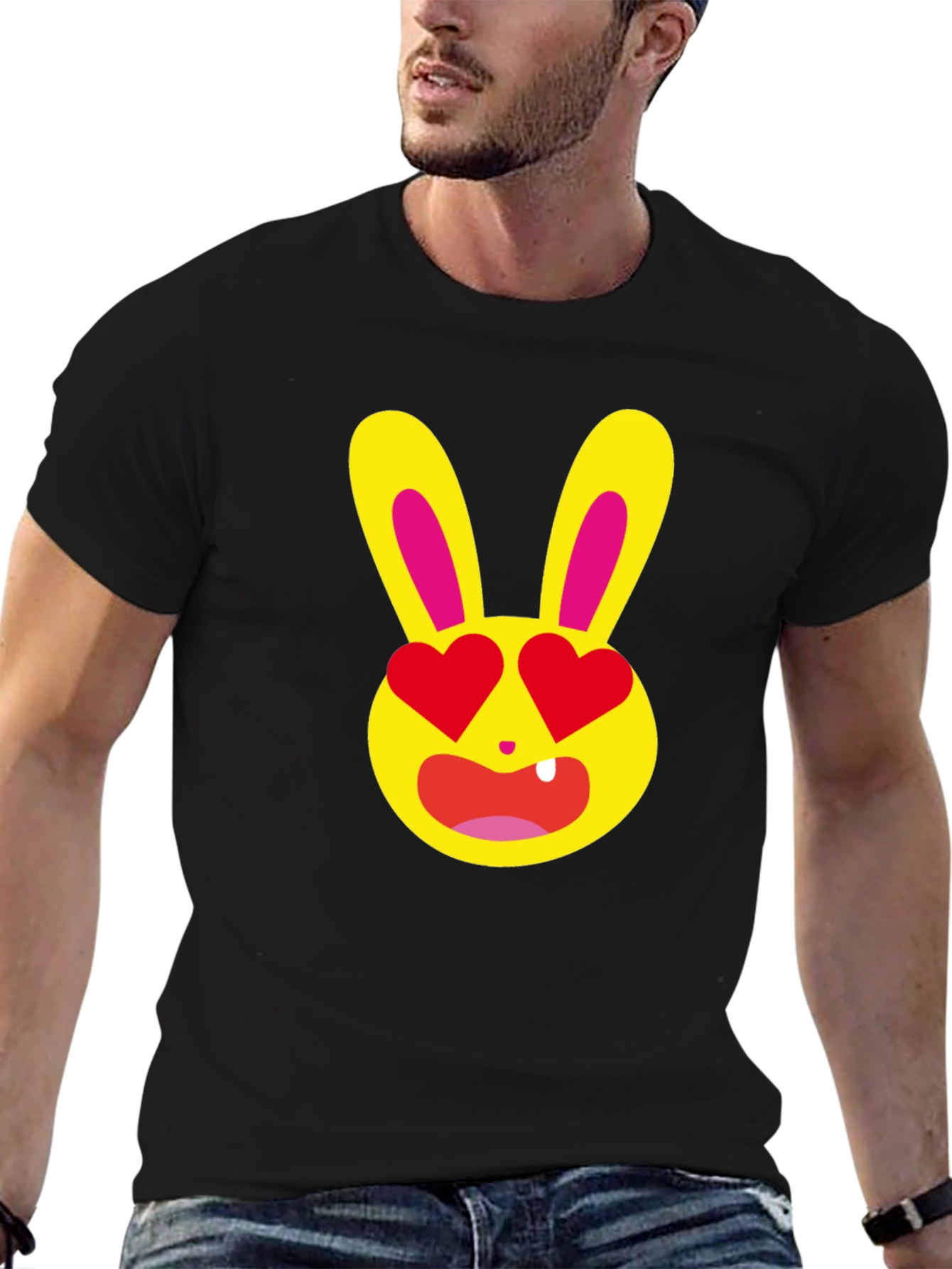 Black Love Bunny T-Shirt - Unique Graphic Tee view 6