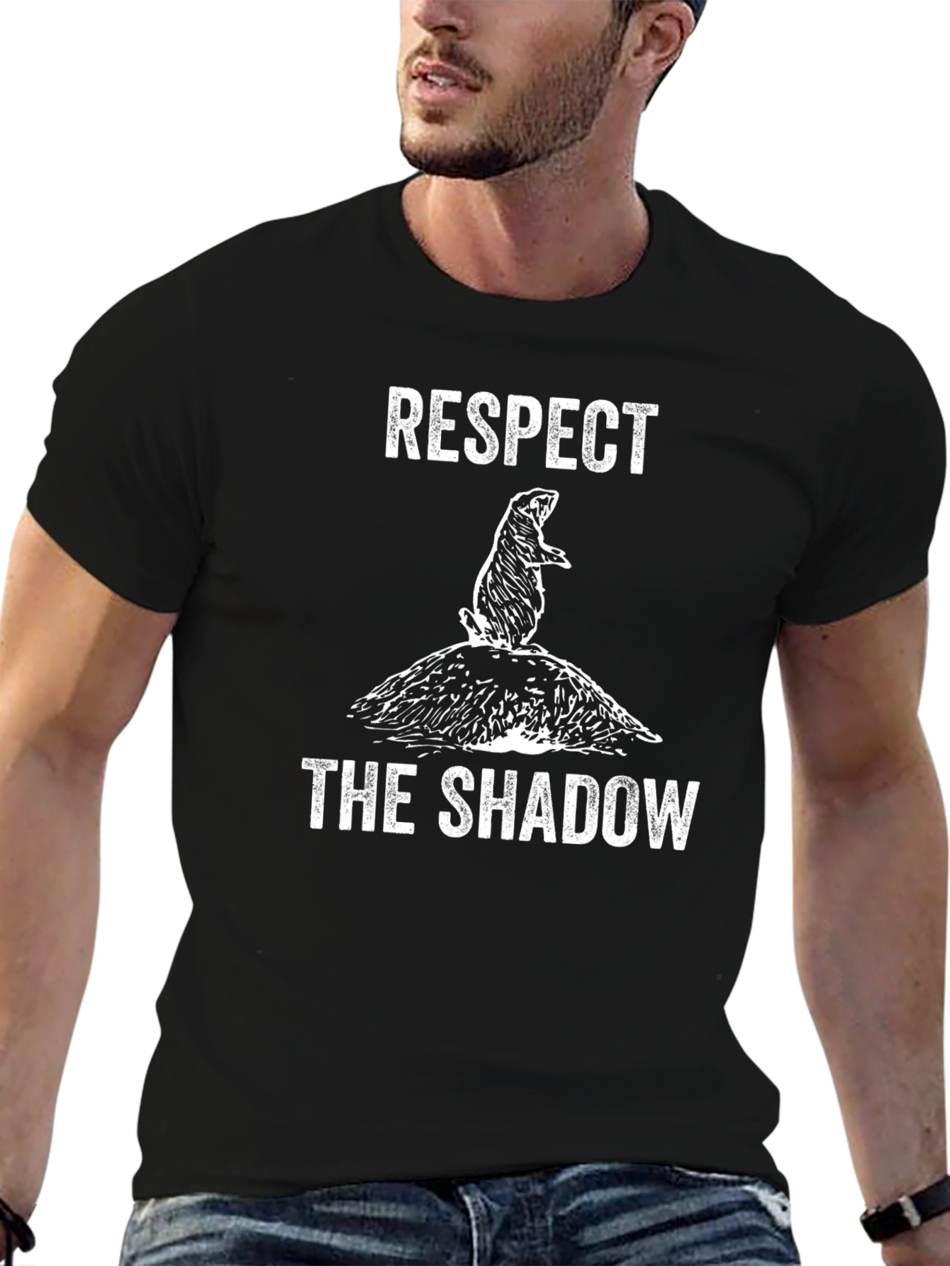 Black Respect the Shadow T-Shirt Groundhog Day Tee view 6