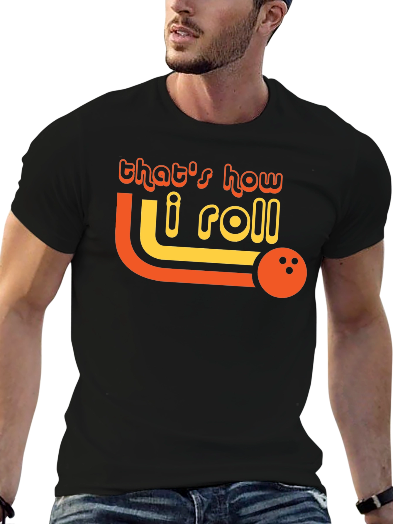 Black That's How I Roll Bowling T-Shirt view 6