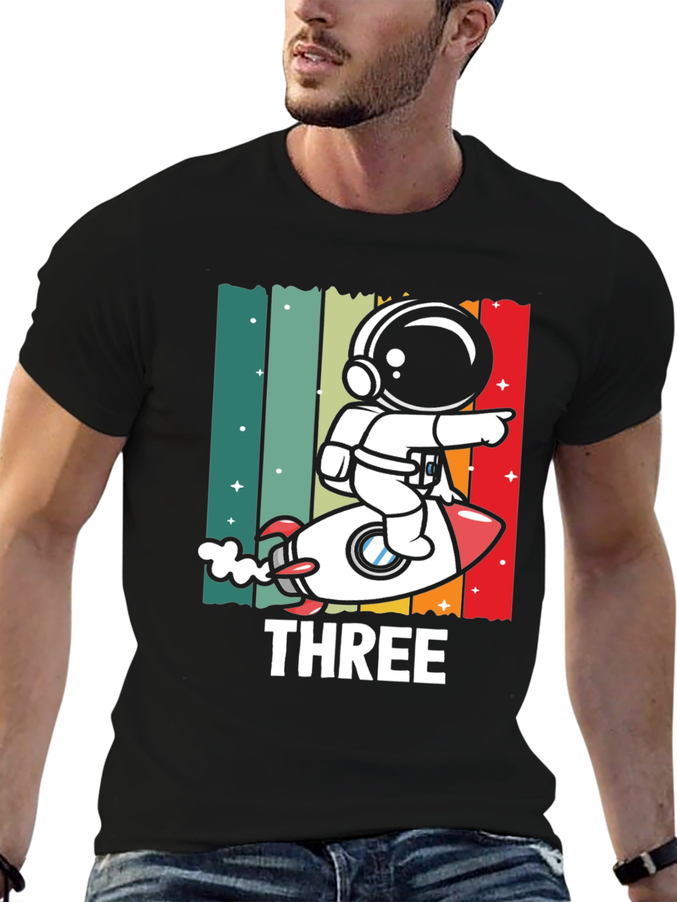 Black Astronaut Third Birthday T-Shirt view 6