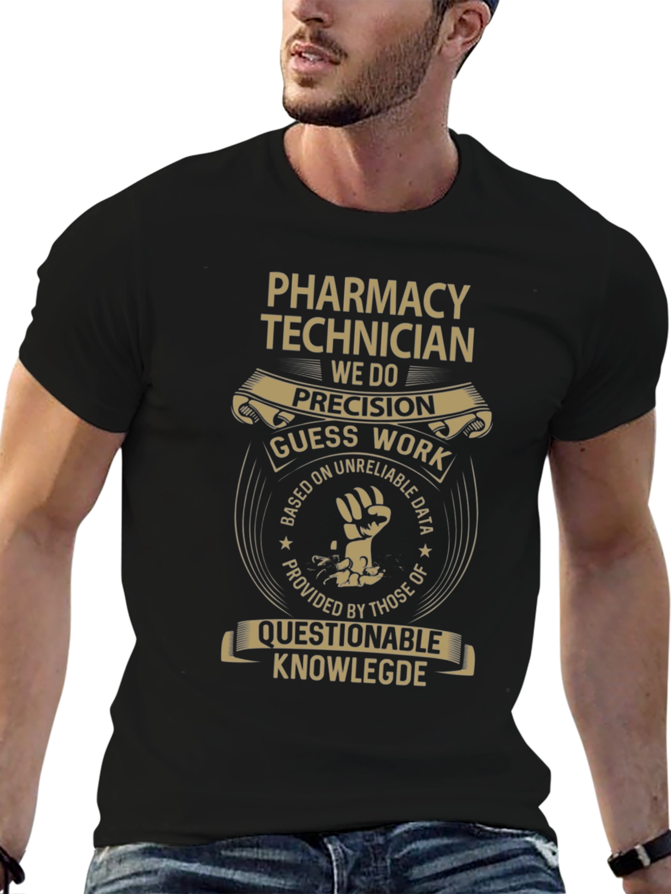 Black Pharmacy Technician Graphic T-Shirt - Precision & Humor view 6