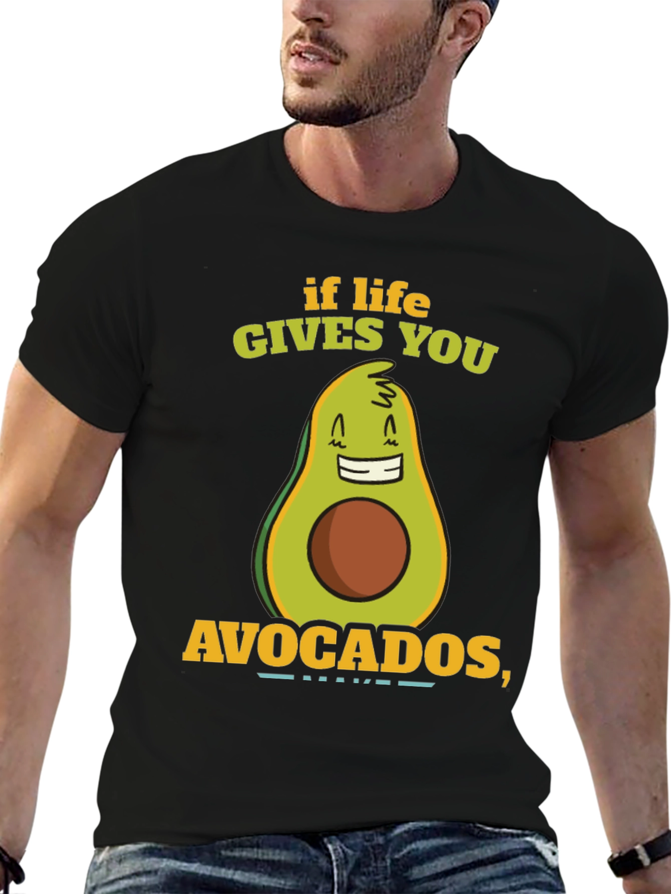 Black Funny Avocado T-Shirt - If Life Gives You Avocados view 6