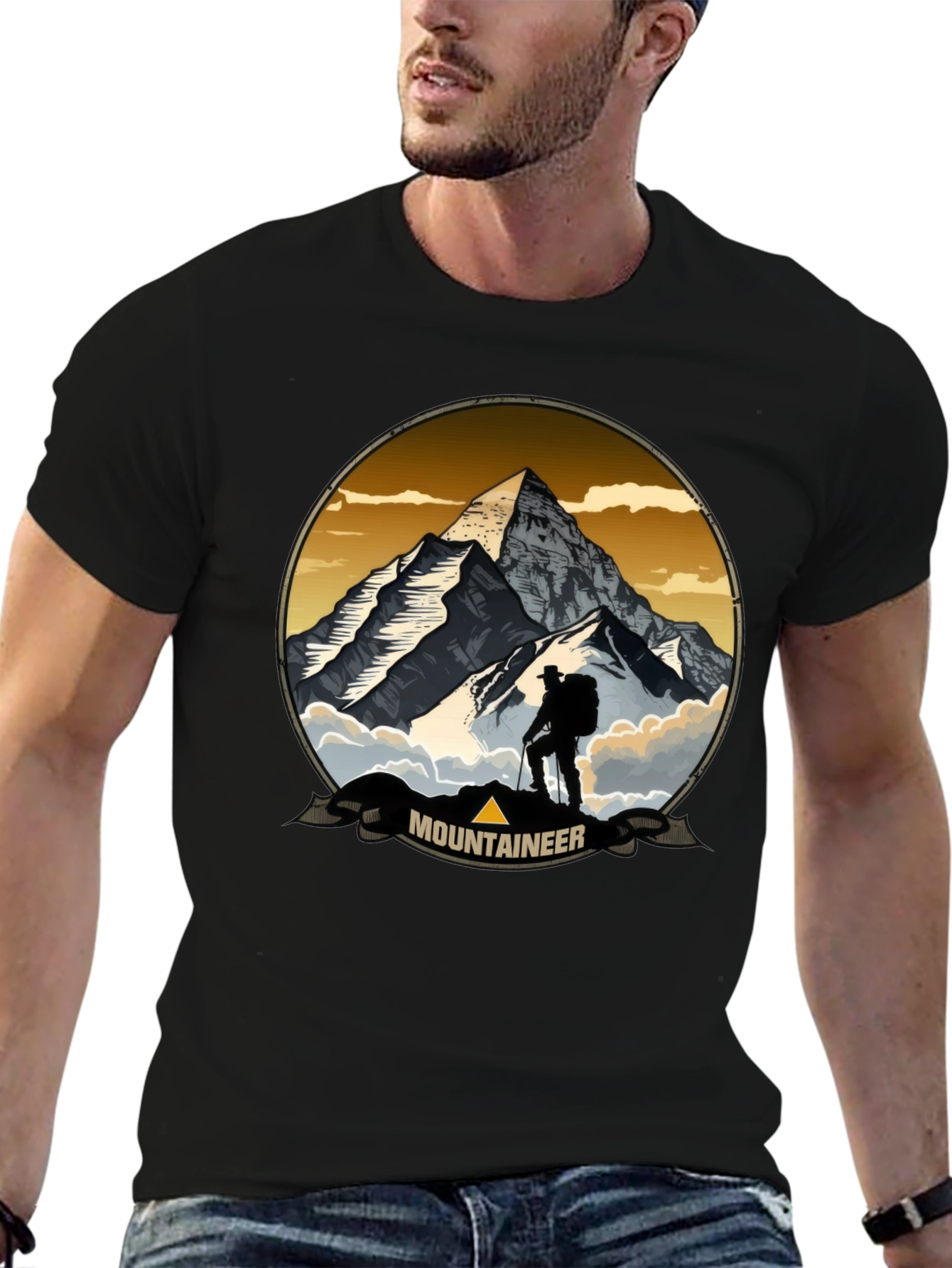 Black Mountaineer Adventure Graphic T-Shirt view 6