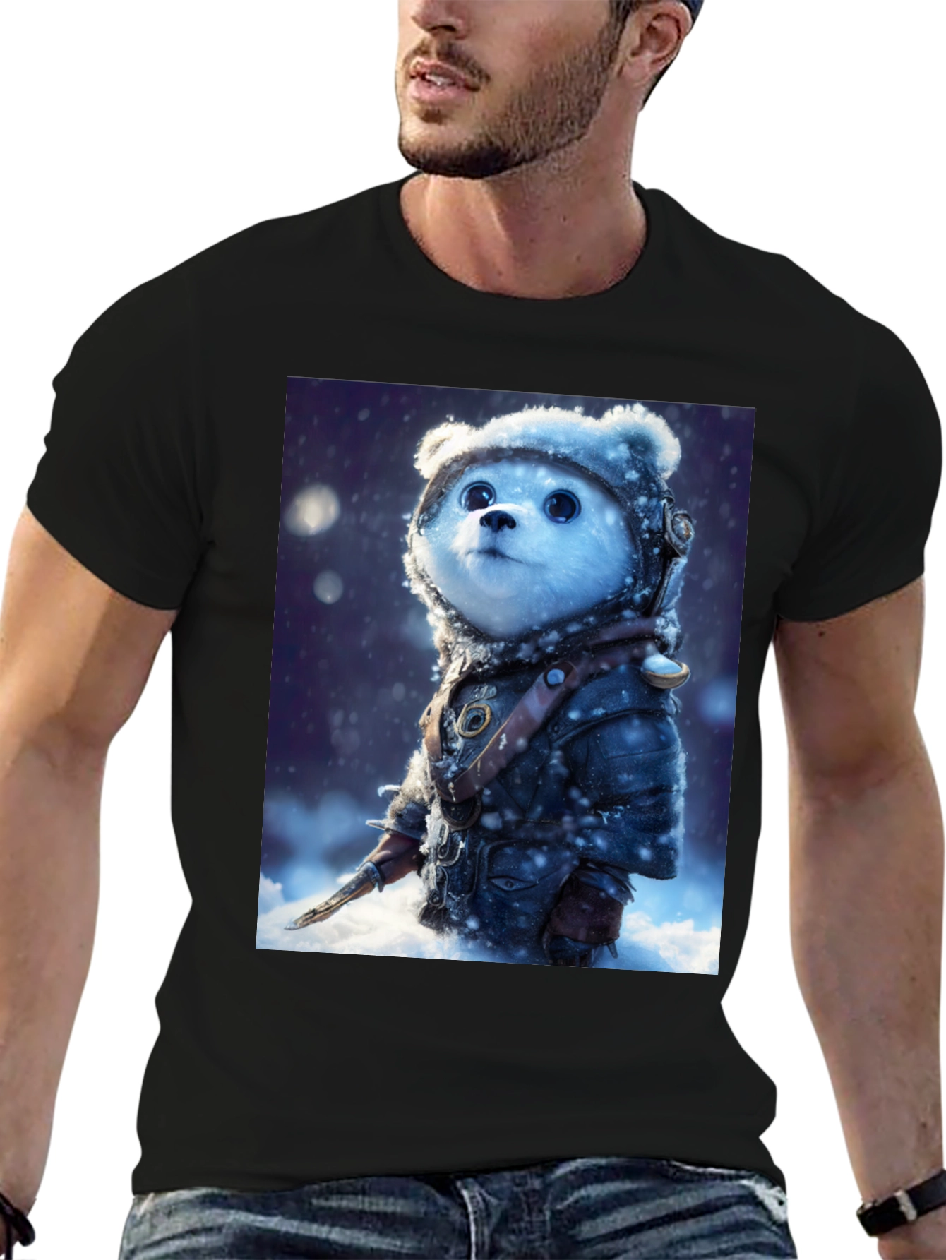 Black Bear Warrior T-Shirt - Snowy Adventure view 6