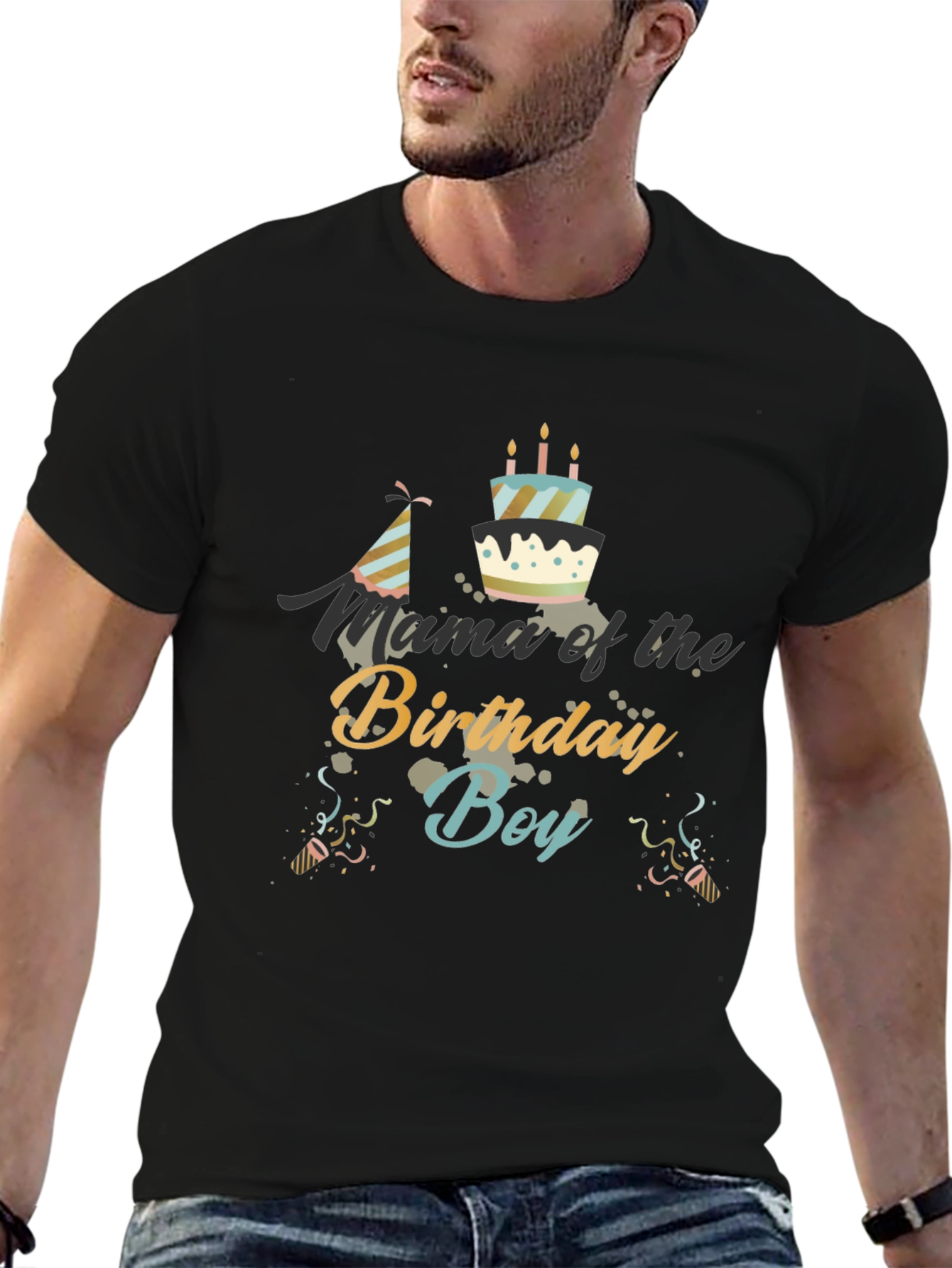 Black Mama of the Birthday Boy Black T-Shirt view 6