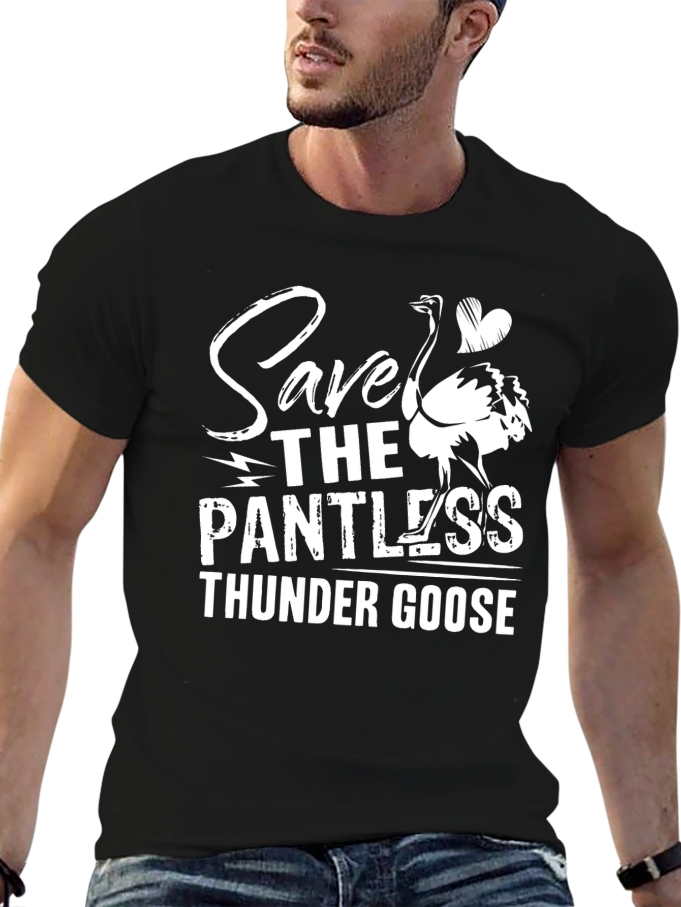Black Save The Pantless Thunder Goose T-Shirt view 6