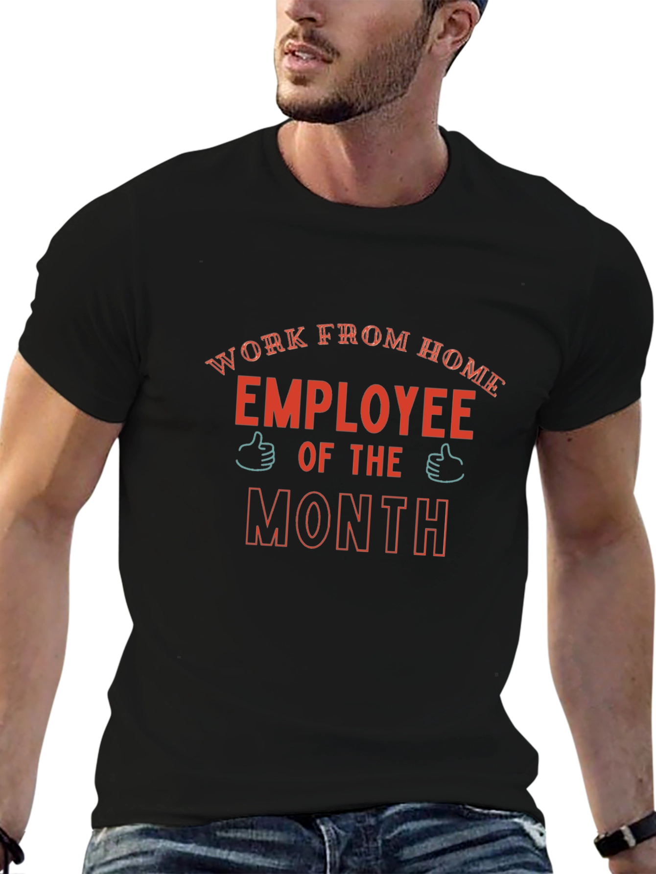 Black Work From Home Employee of the Month T-Shirt view 6