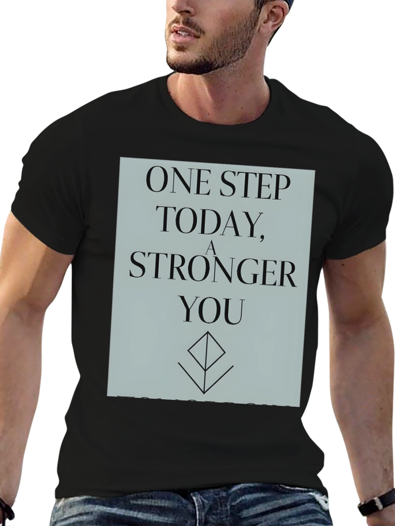 Black Inspirational T-Shirt: One Step Stronger You view 6