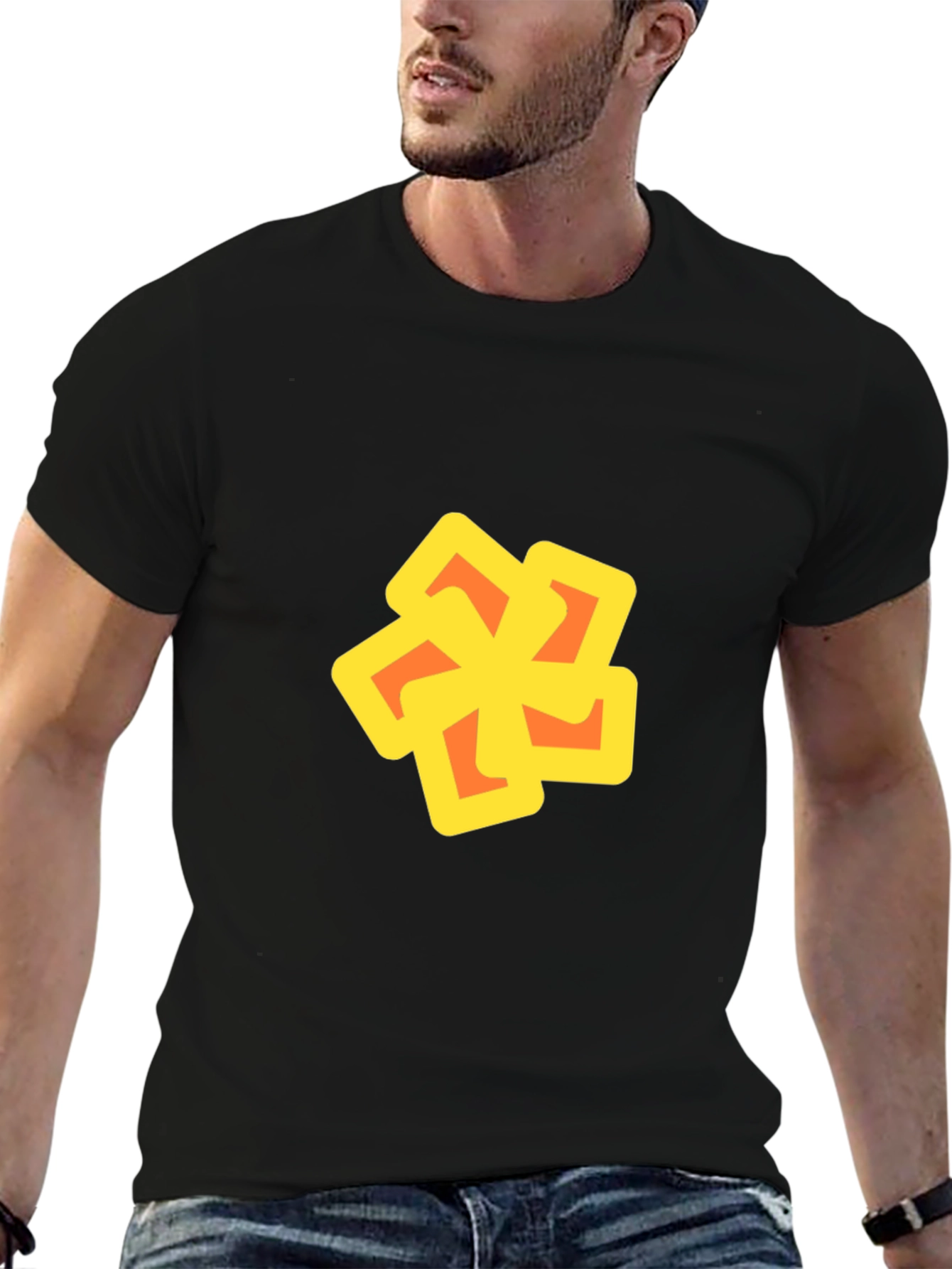 Black Abstract Graphic Black T-Shirt view 6