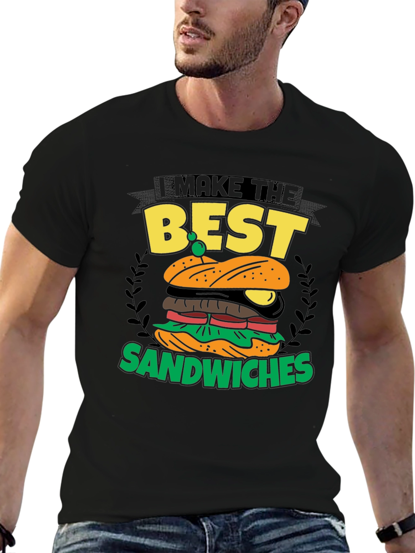 Black I Make the Best Sandwiches Black Graphic T-Shirt view 6