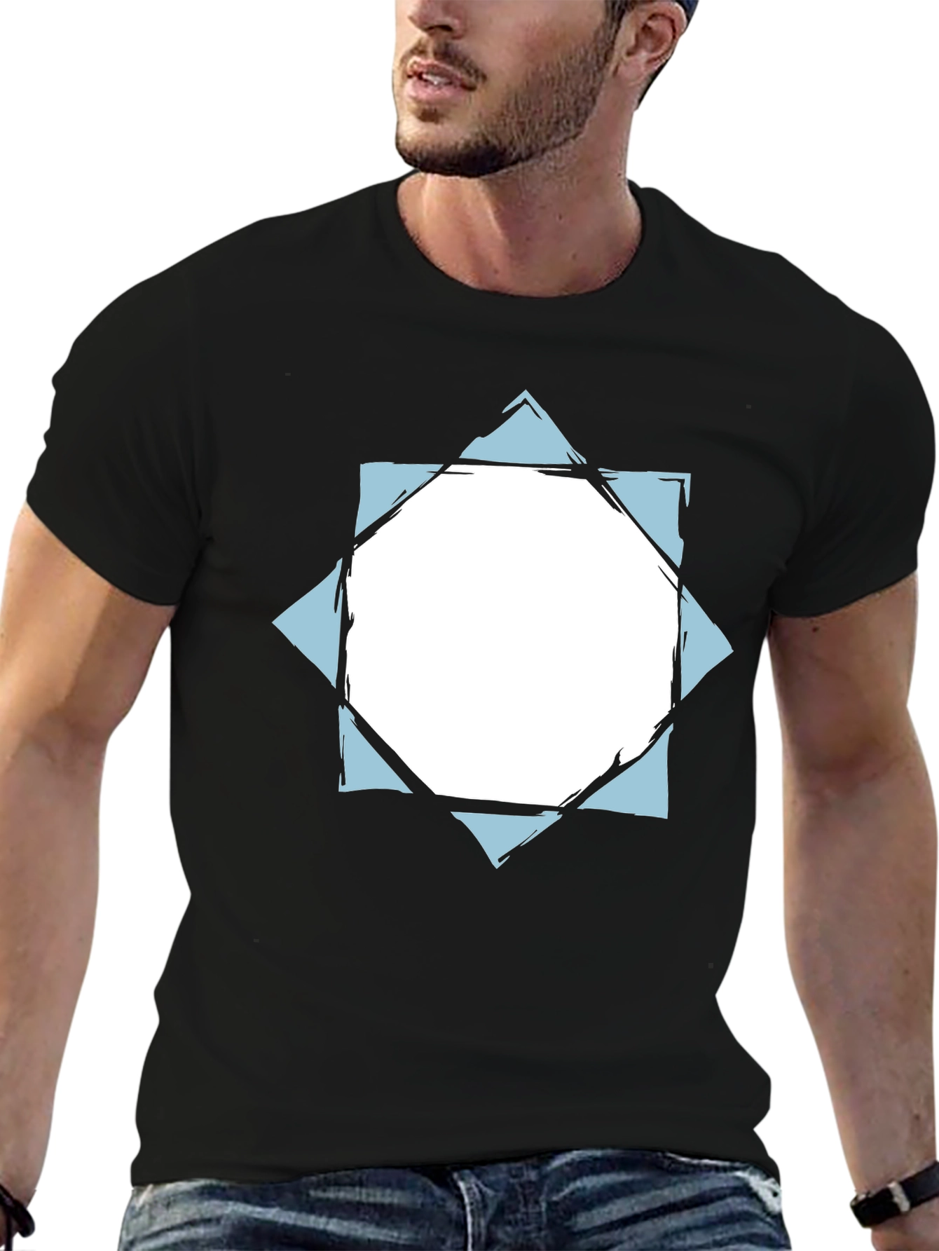 Black Abstract Graphic Print Black T-Shirt view 6