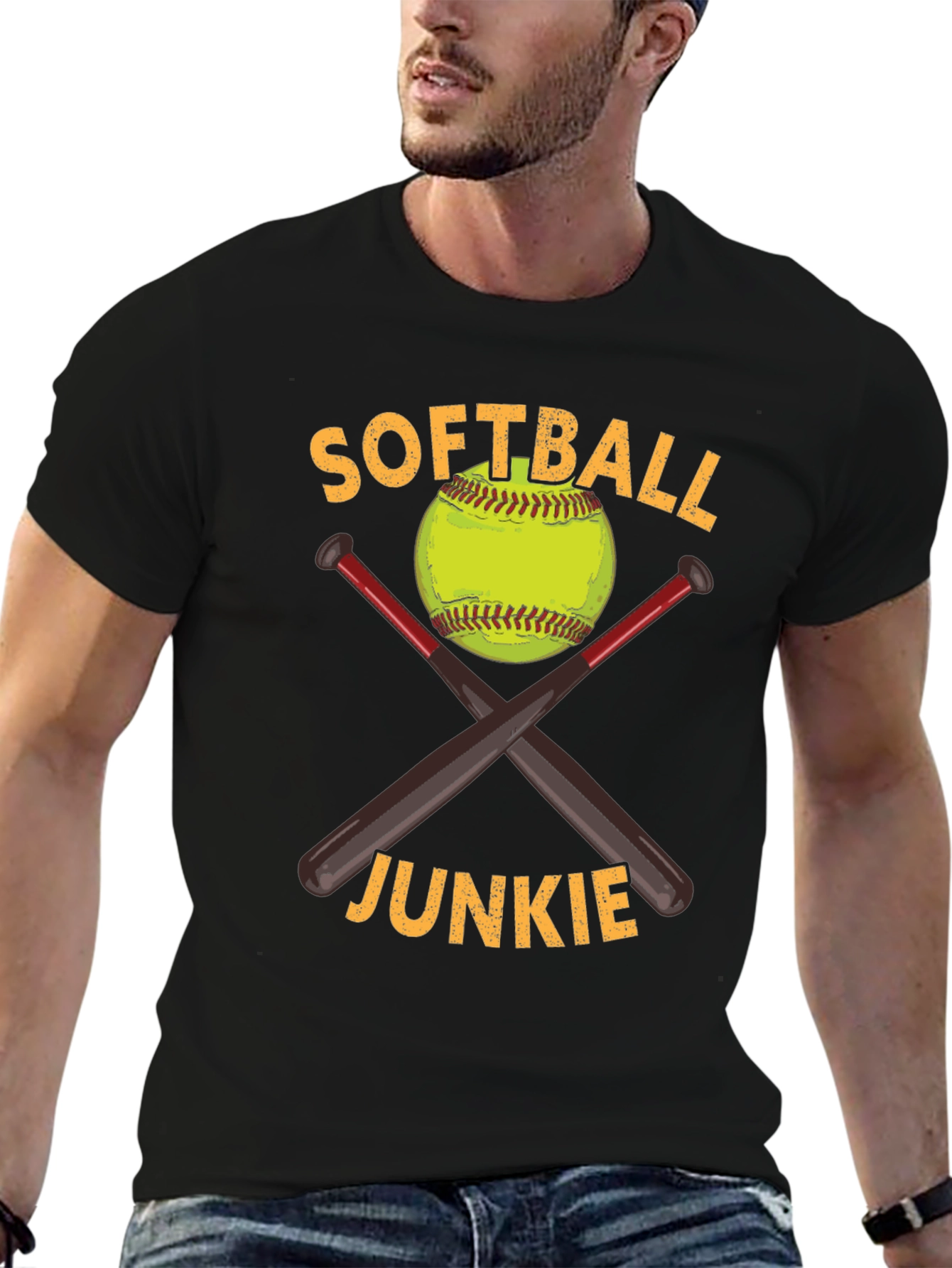 Black Softball Junkie Graphic Tee view 6