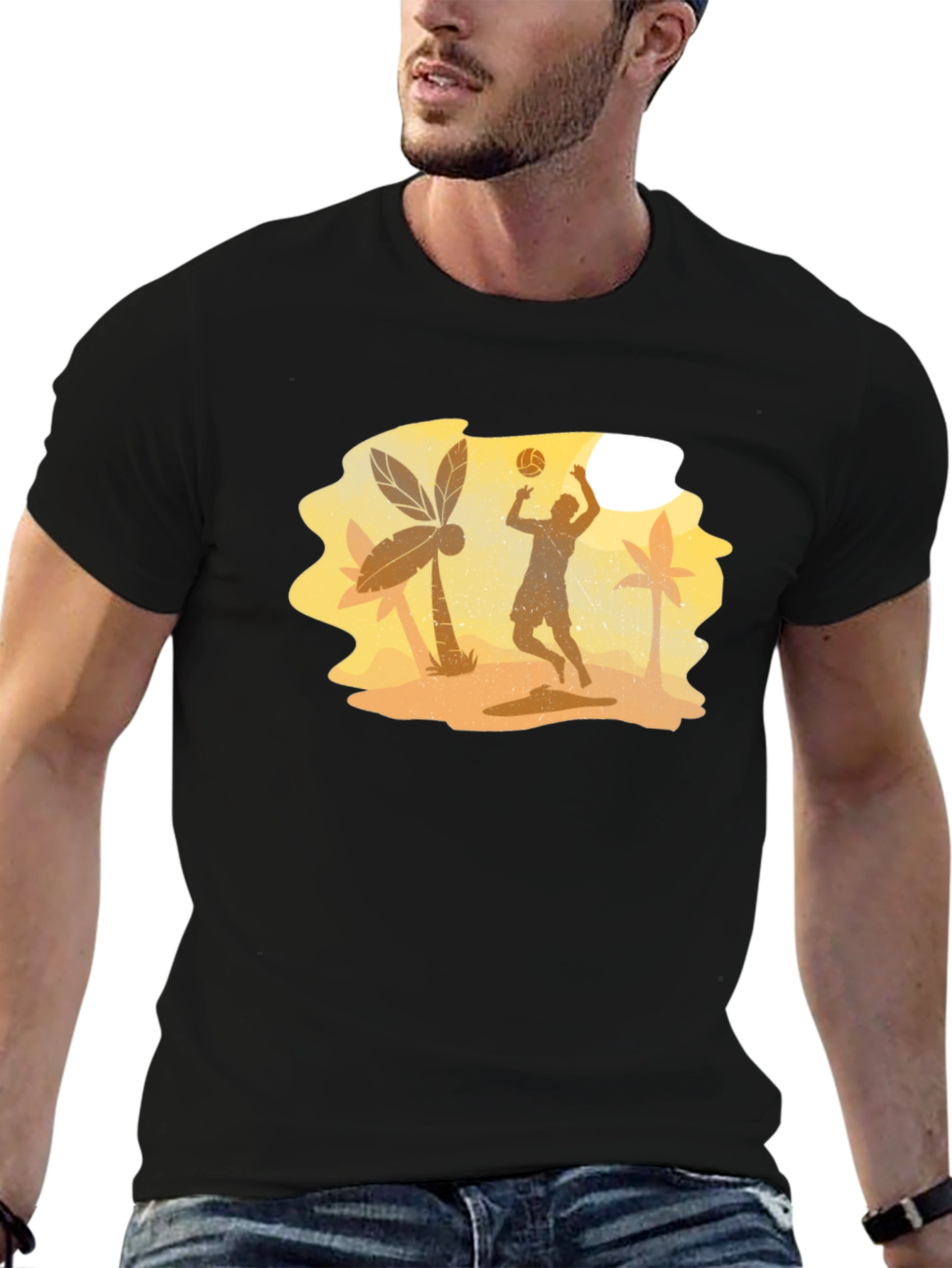 Black Beach Volleyball Player Graphic Tee view 6