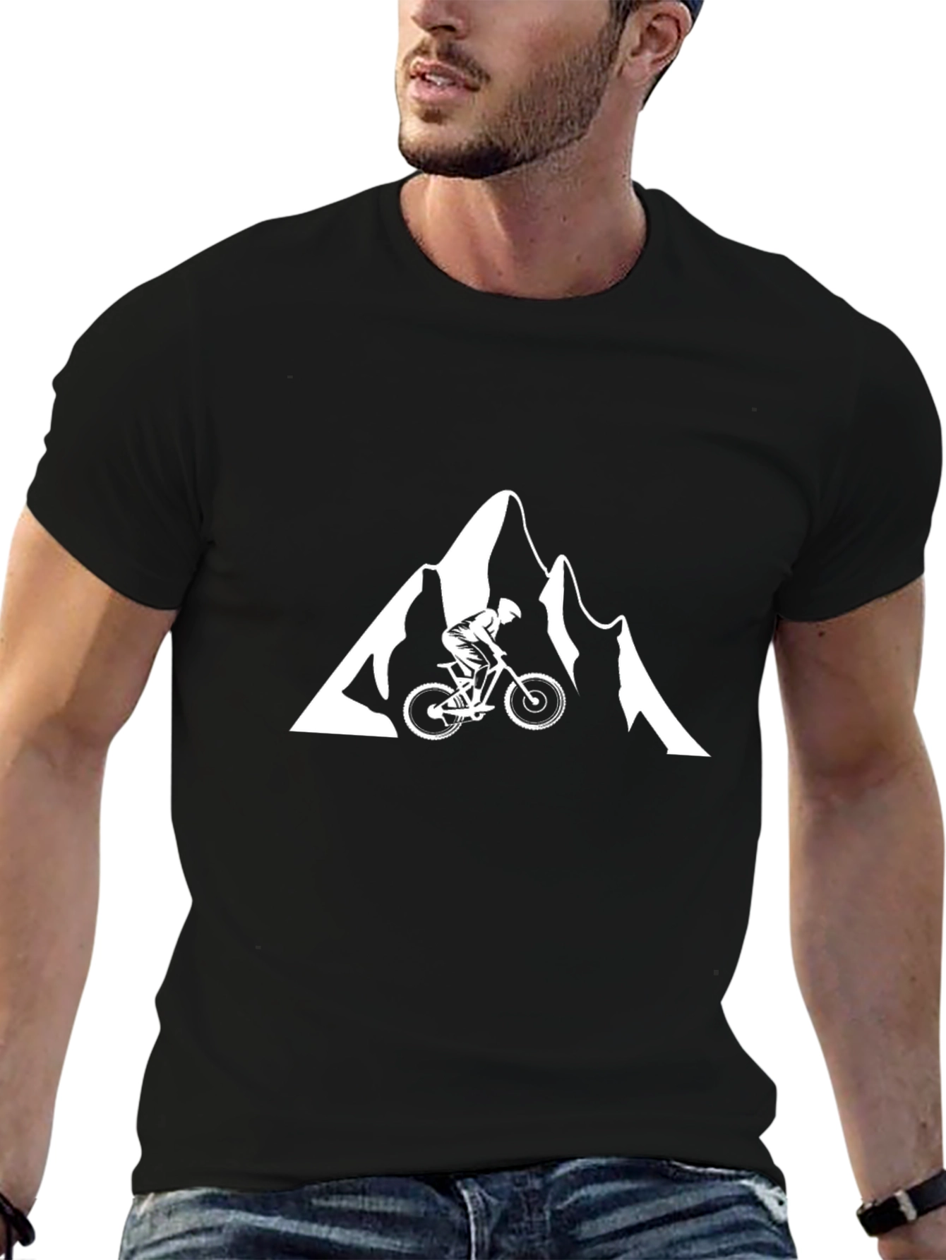 Black Mountain Bike Graphic Tee - Black Cotton Shirt view 6