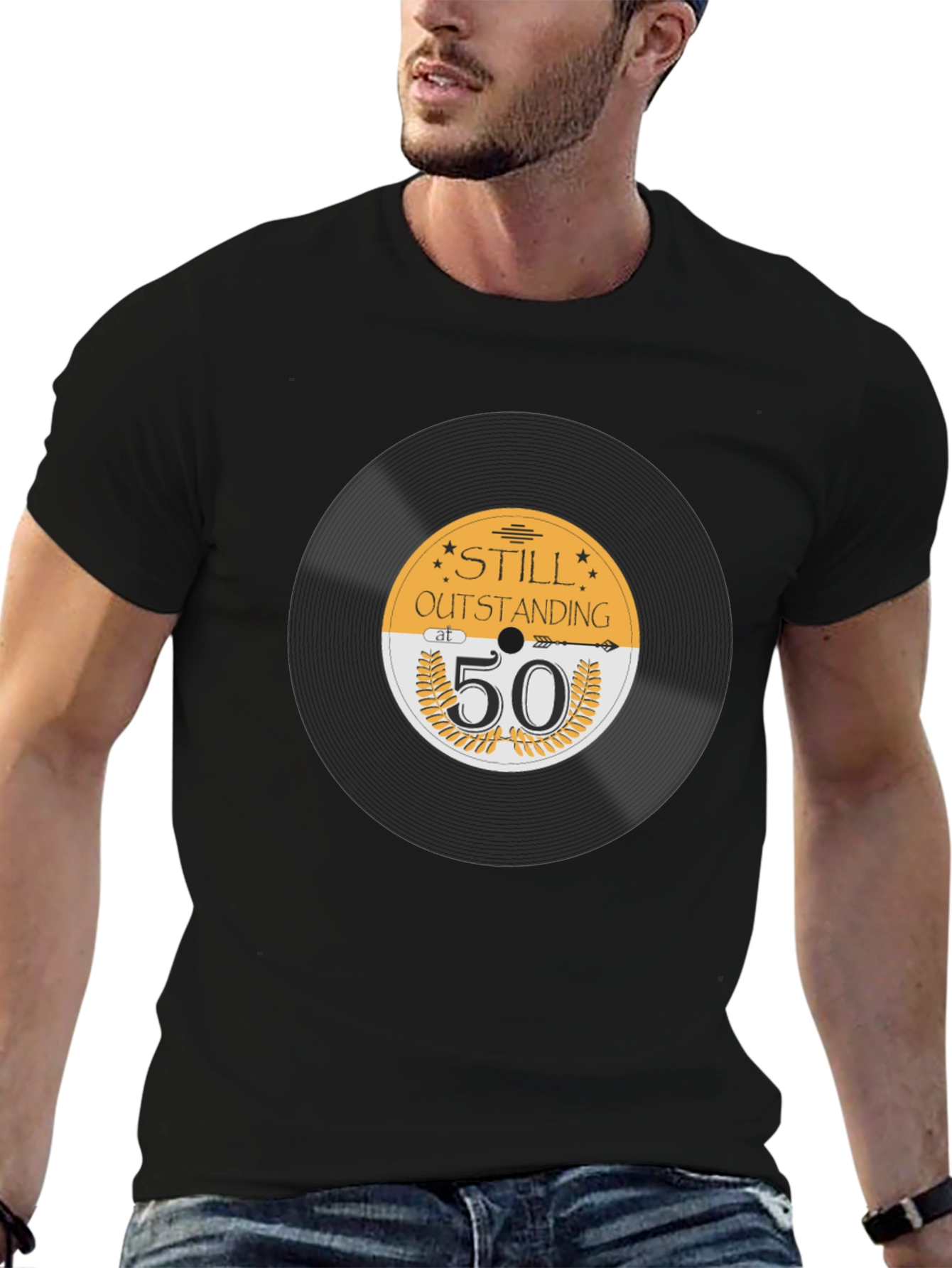 Black Still Outstanding at 50 Record Graphic T-Shirt view 6