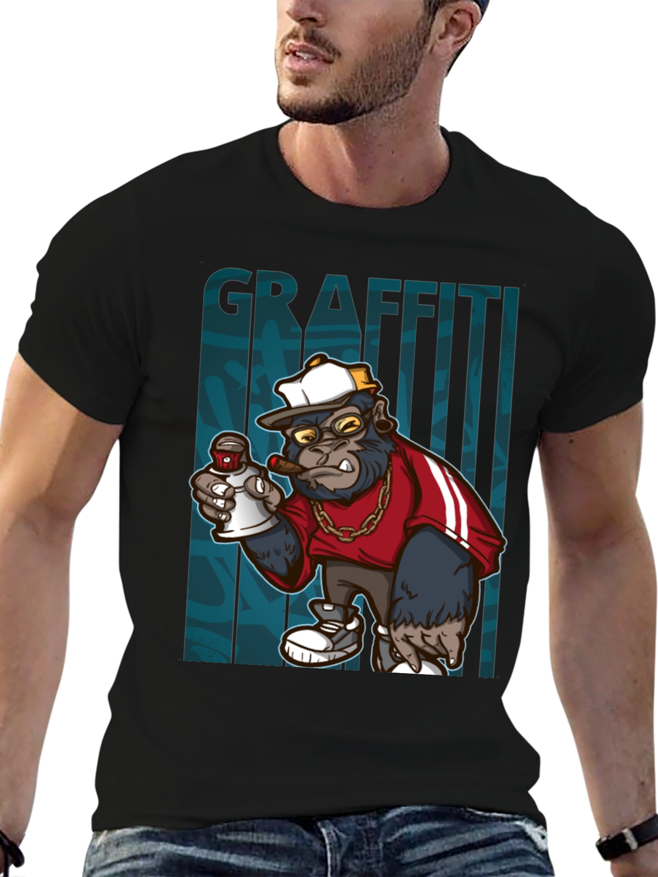 Black Graffiti Gorilla T-Shirt - Urban Style Tee view 6