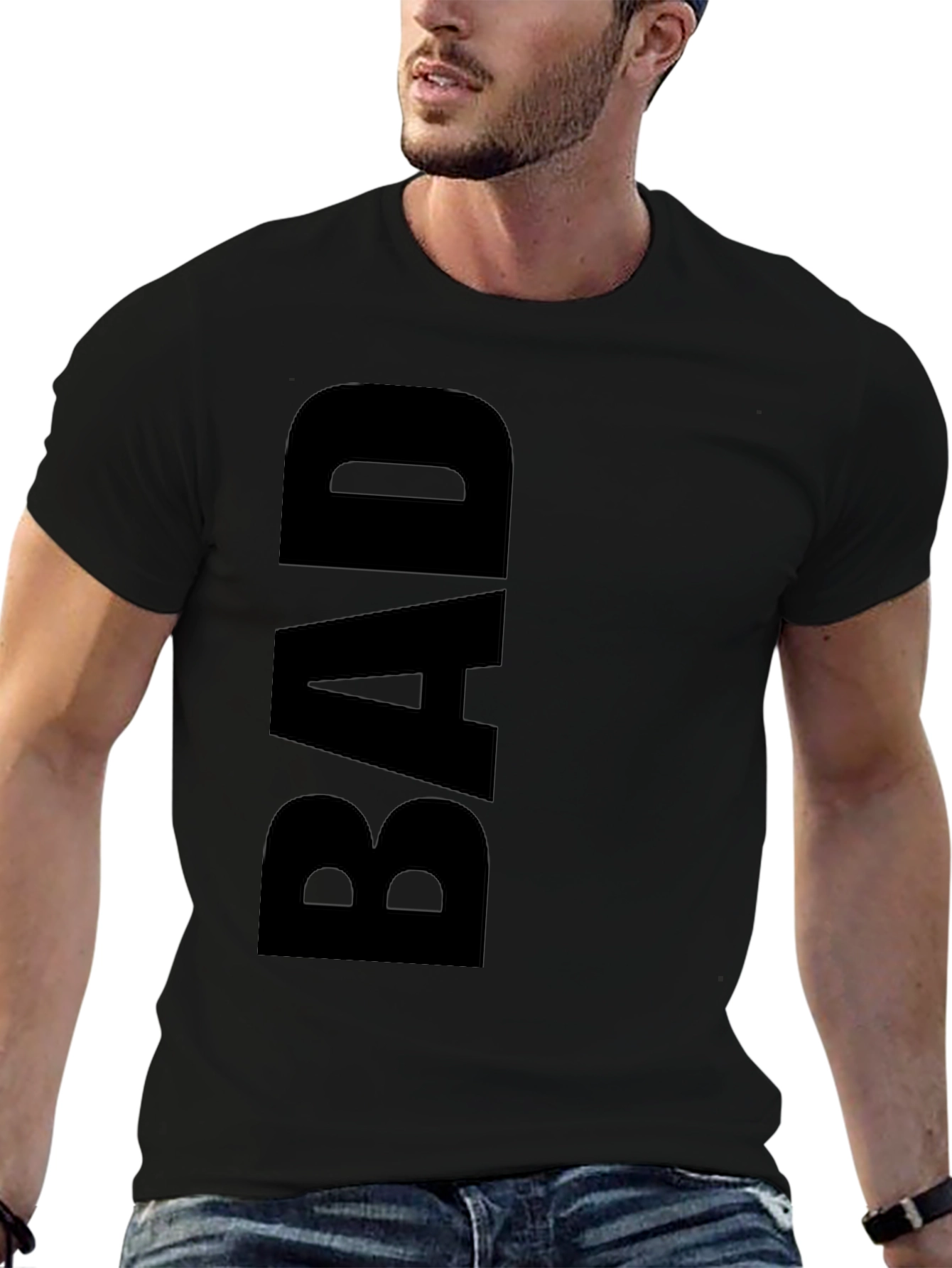 Black Black "BAD" Graphic Tee - Trendy Casual Wear view 6
