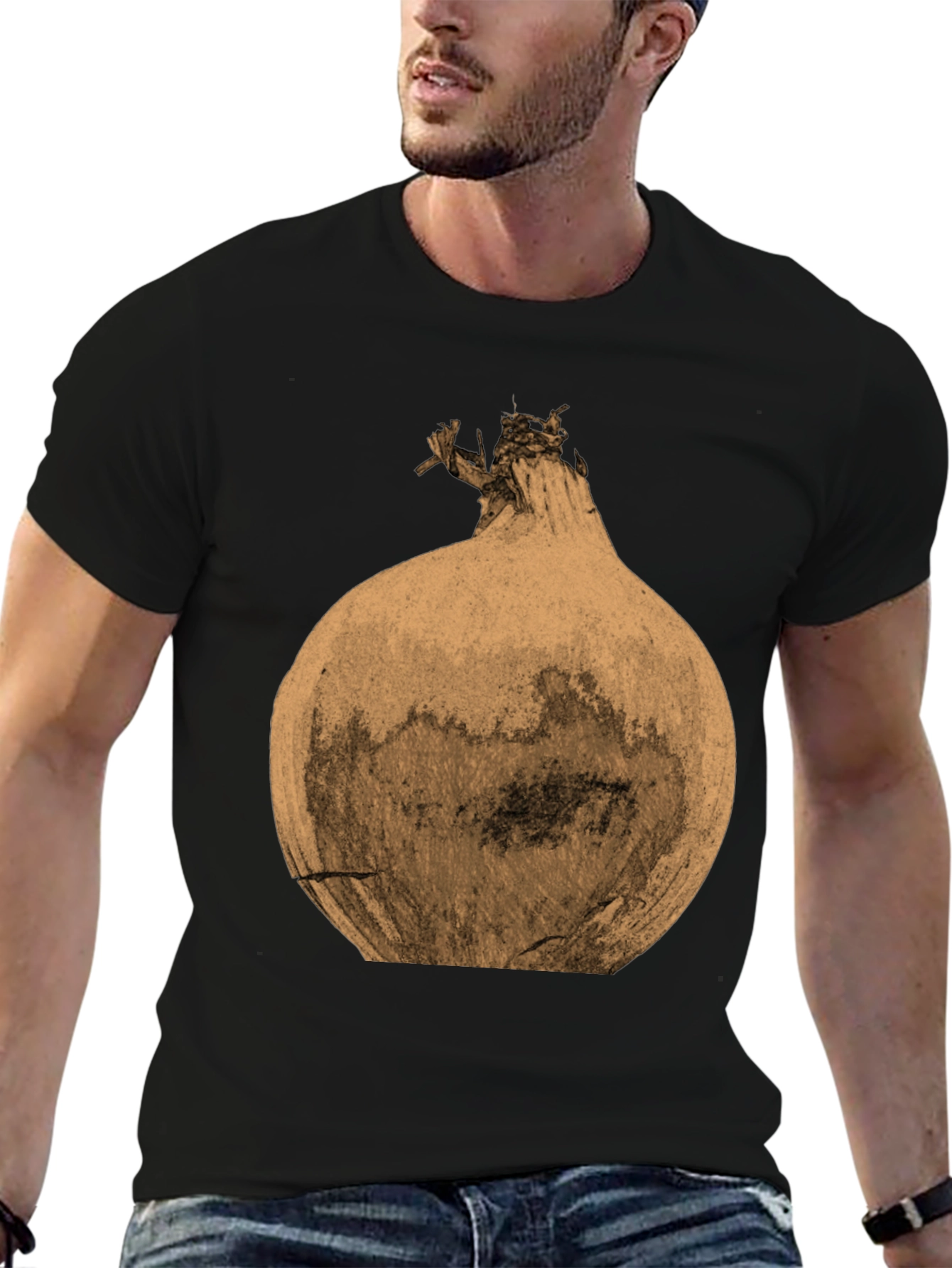 Black Men's Onion Graphic Print T-Shirt - Black view 6