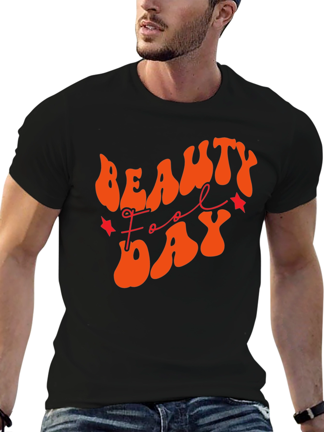 Black Beauty Fool Day T-Shirt - Retro Orange Graphic Tee view 6