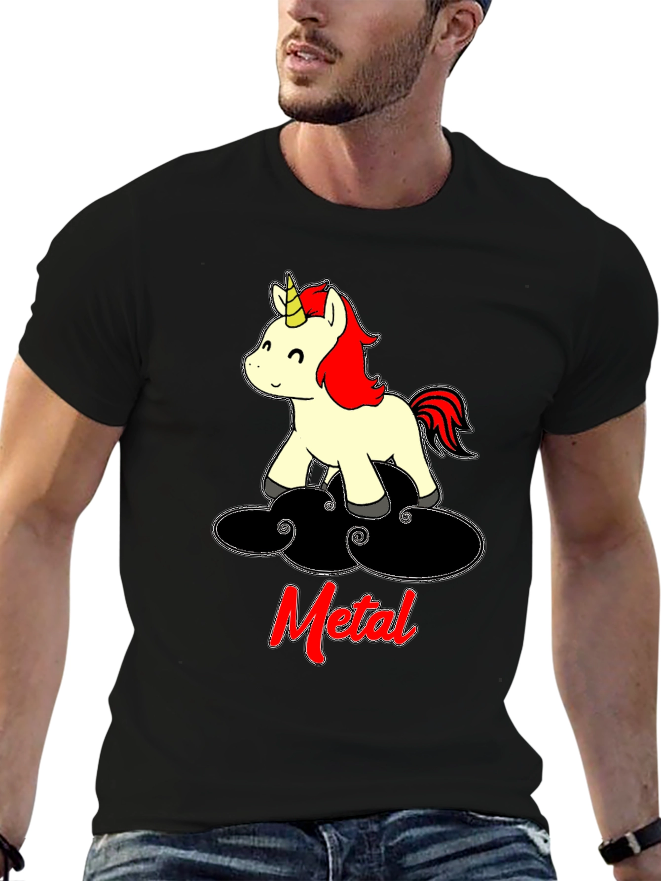 Black Metal Unicorn T-Shirt - Black Cotton Tee view 6