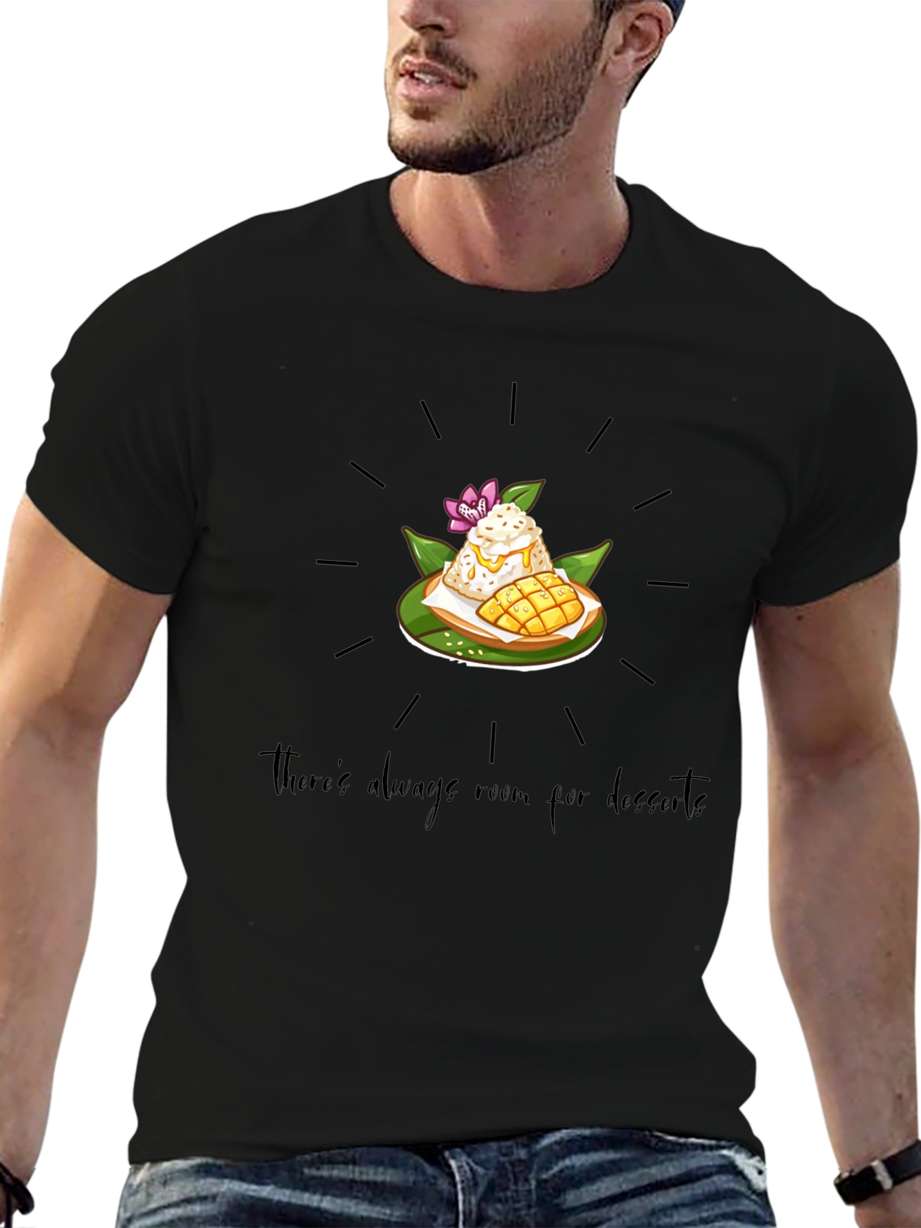 Black Dessert Lover T-Shirt: Always Room view 6