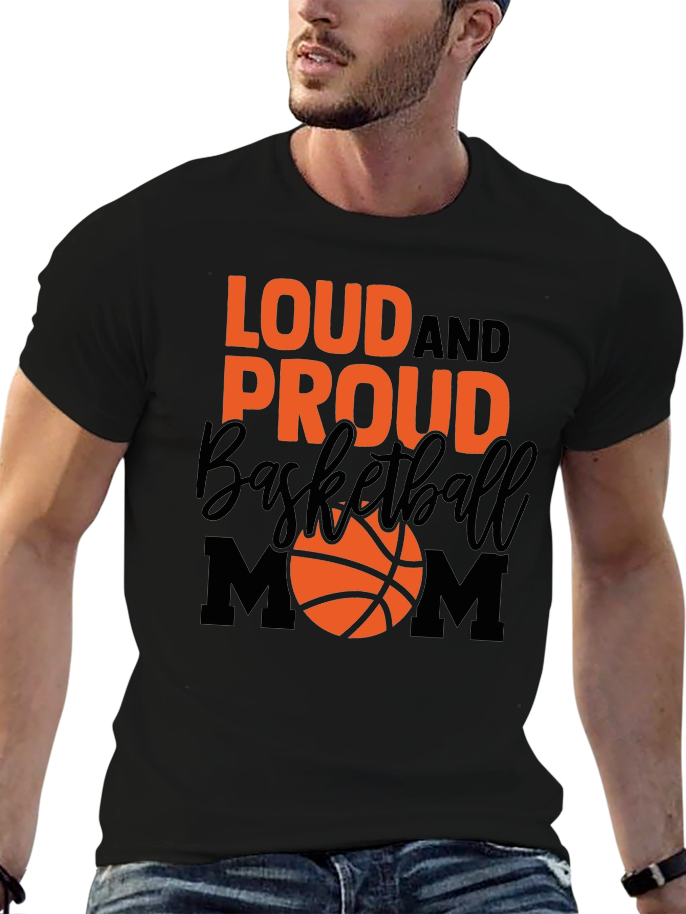 Black Loud and Proud Basketball Mom T-Shirt view 6
