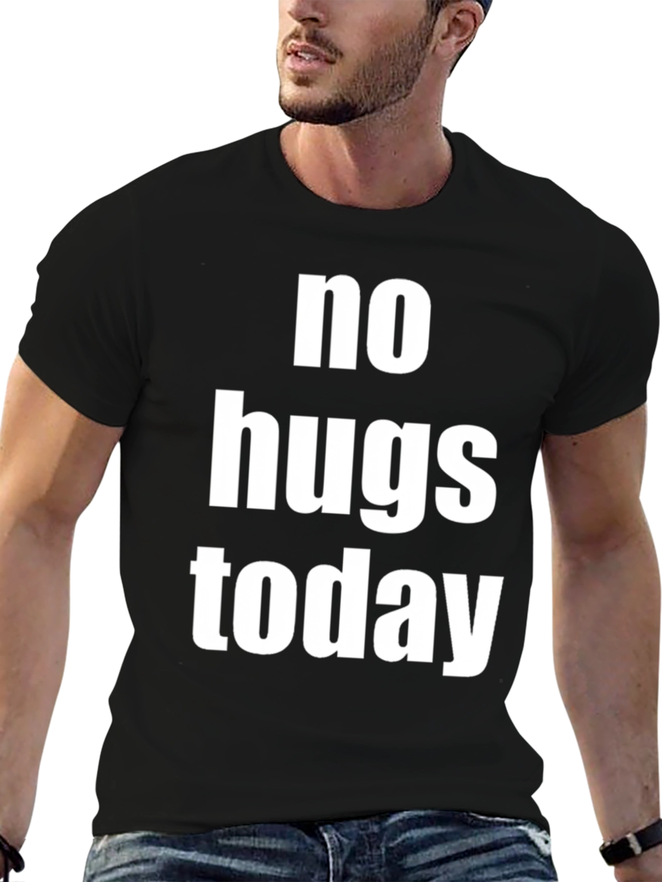 Black No Hugs Today Graphic Tee - Unisex Black T-Shirt view 6