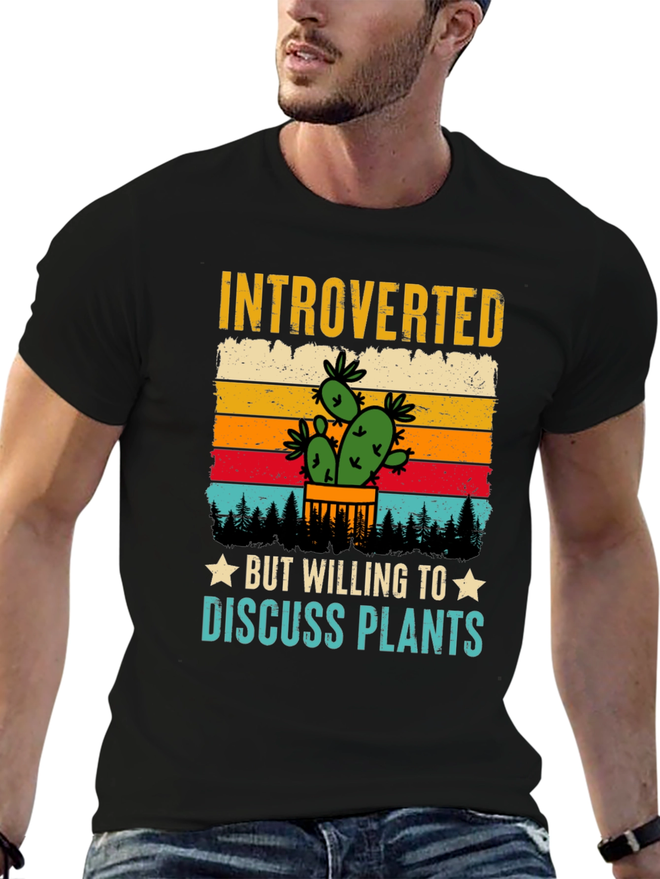 Black Introverted Plant Lover T-Shirt view 6