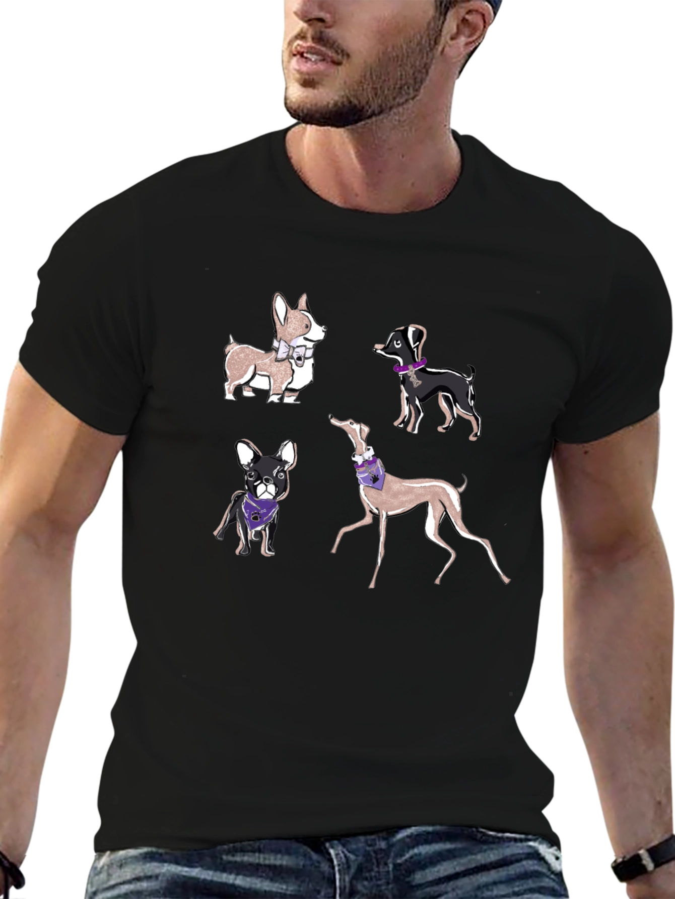 Black Dog Breeds T-Shirt view 6
