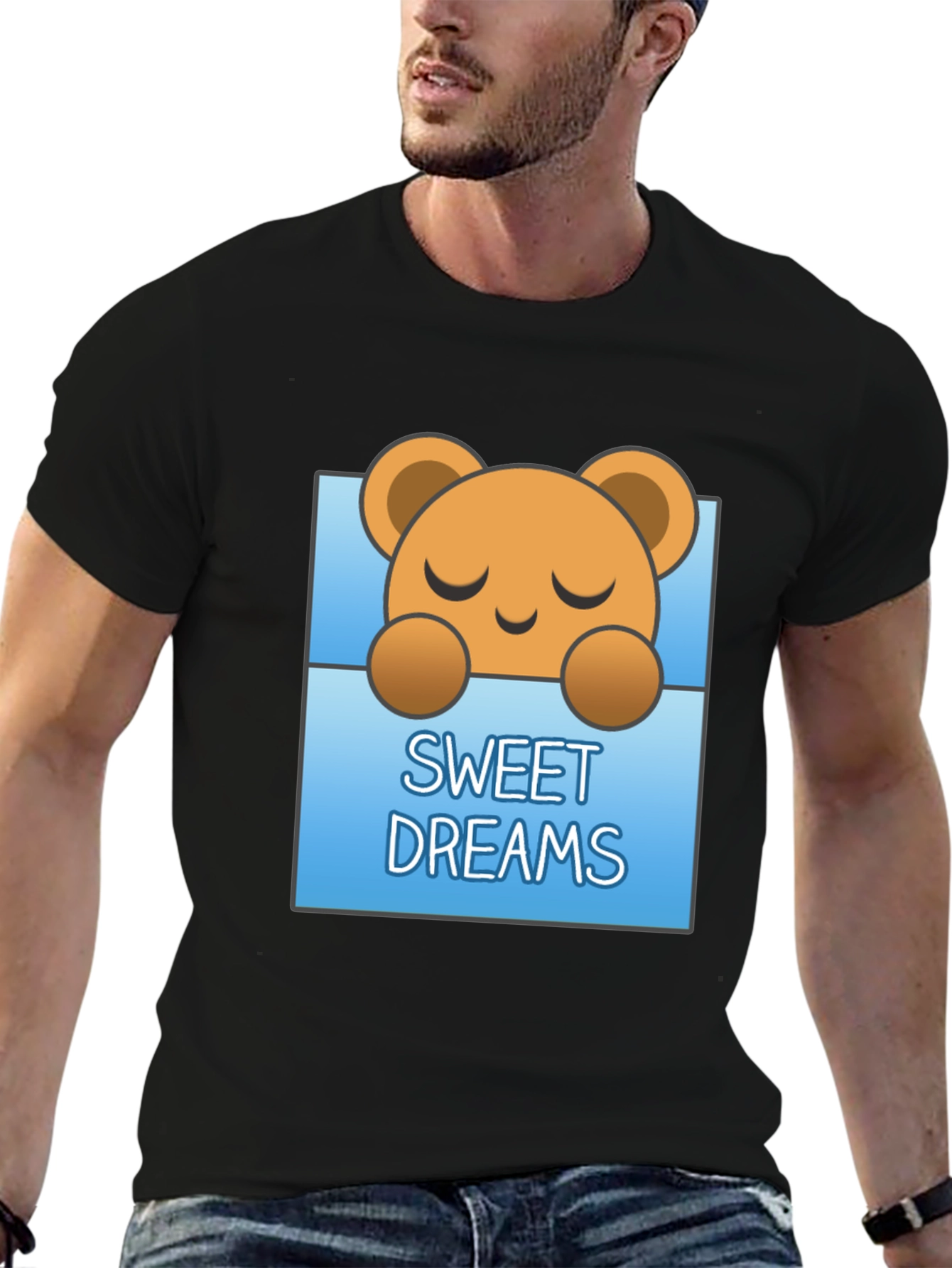 Black Sweet Dreams Bear Graphic Tee - Soft Cotton view 6