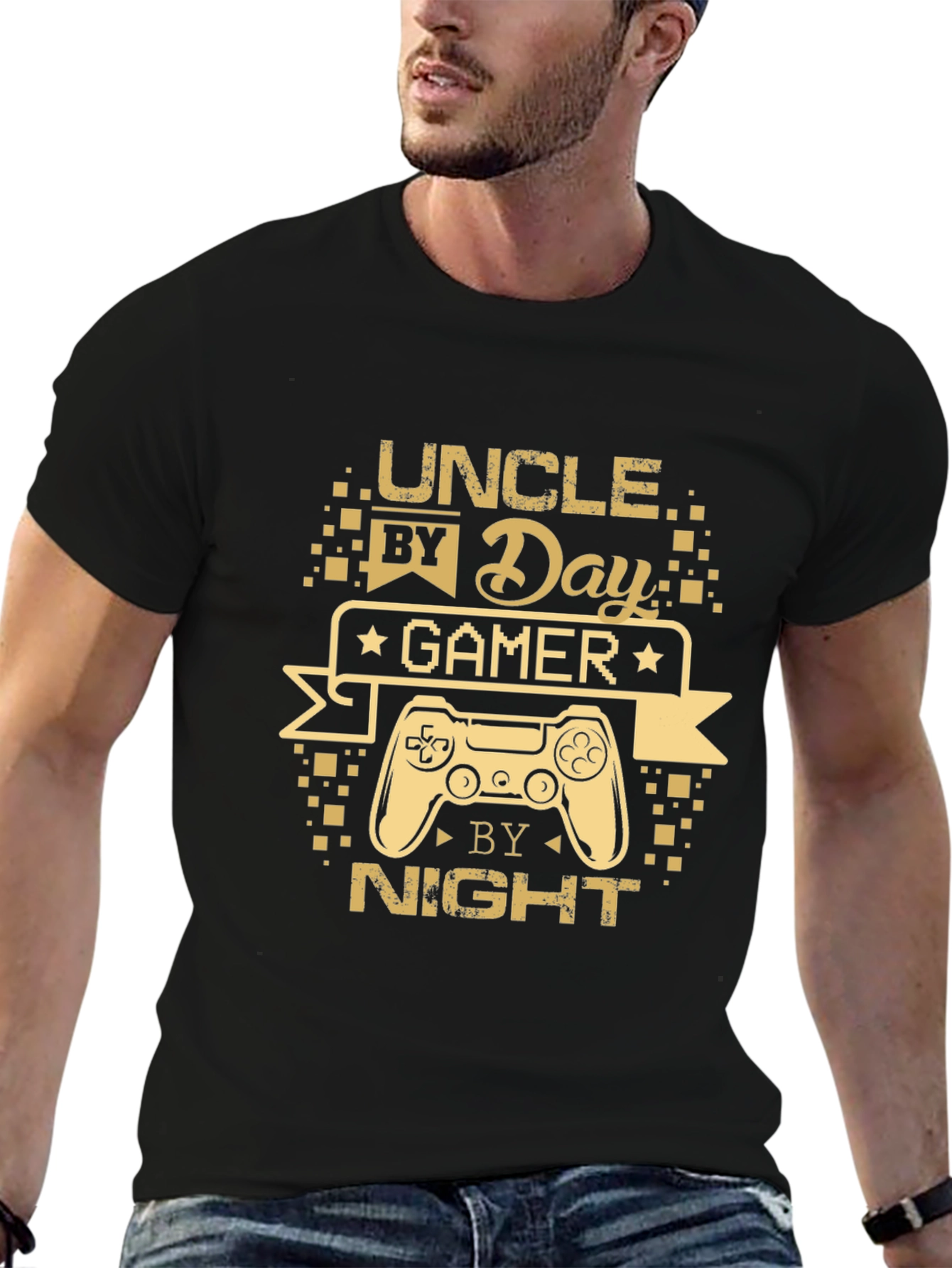 Black Uncle By Day Gamer By Night T-Shirt view 6