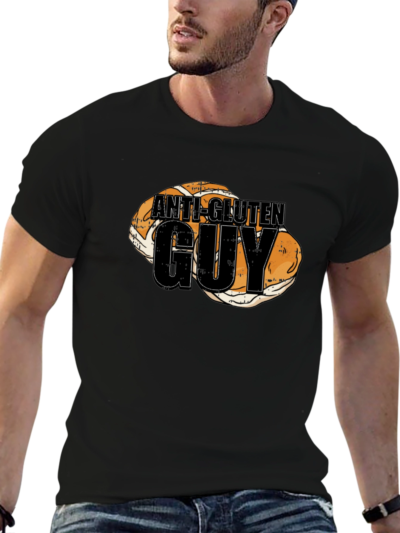 Anti-Gluten Guy T-Shirt Funny Bread Humor Tee - 6