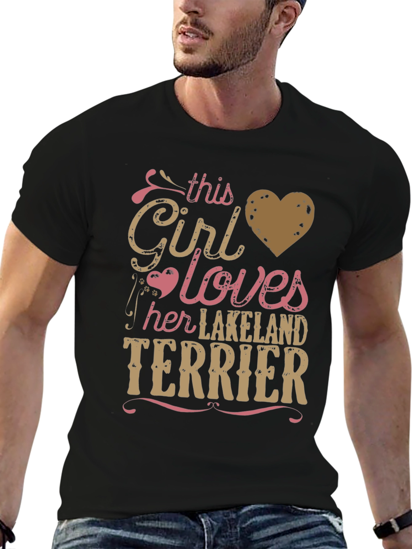 Black Girl Loves Lakeland Terrier Tee - Black view 6