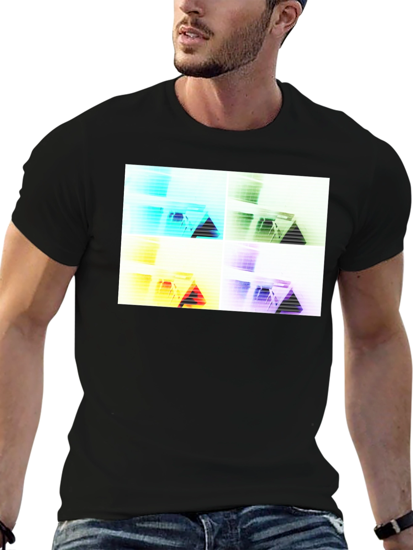 Black Abstract Geometry T-Shirt - Modern Graphic Tee view 6