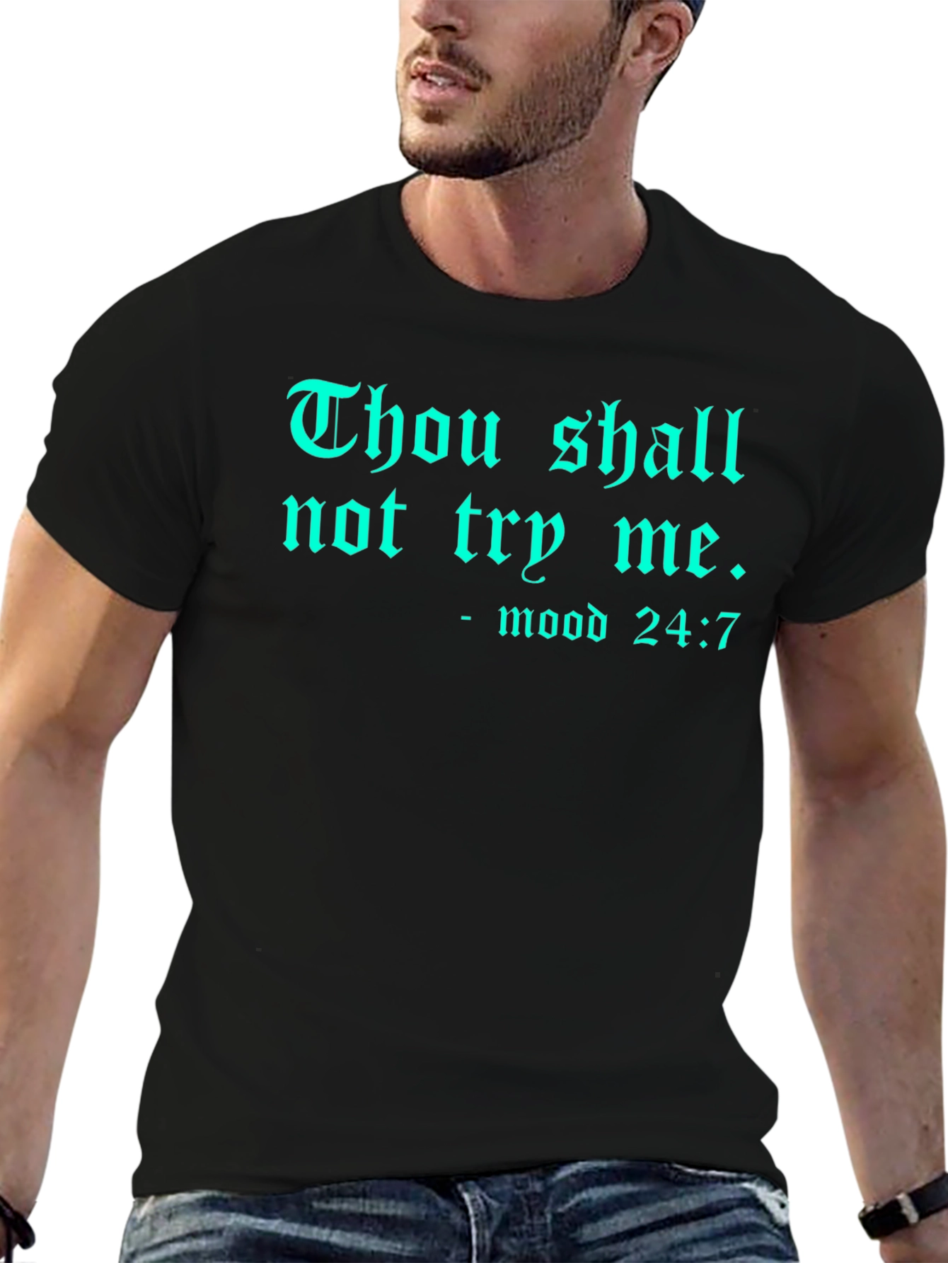 Black Thou Shall Not Try Me Graphic Tee view 6